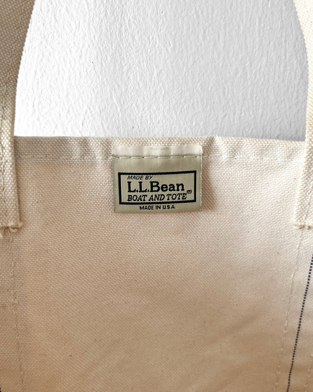 1990S L.L BEAN WHITE/RED CANVAS TOTE BAG (XL)