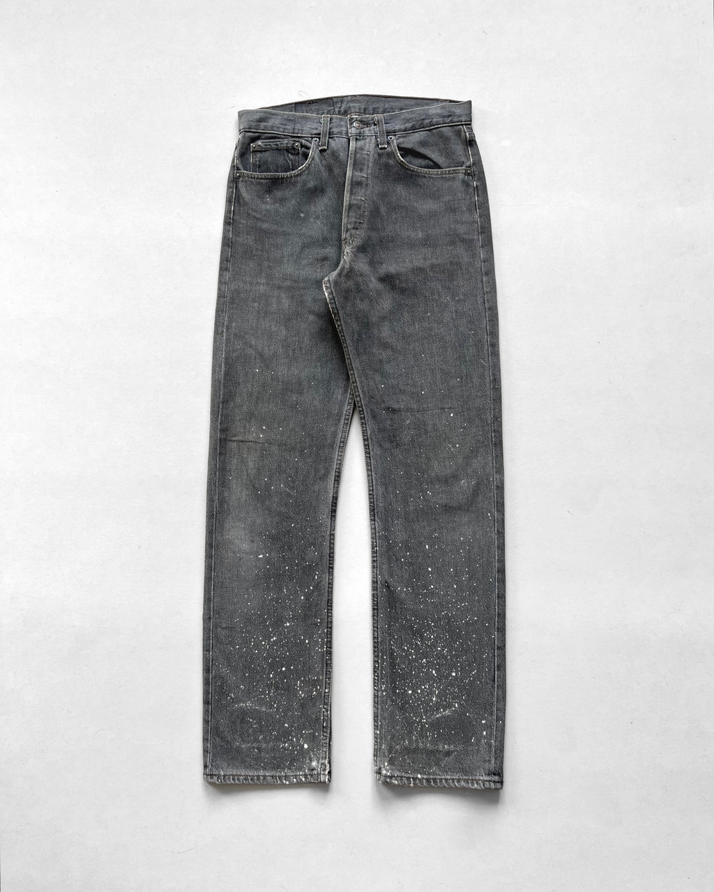 1980S FADED GREY LEVI'S 501 PAINT SPLATTER JEANS (31)