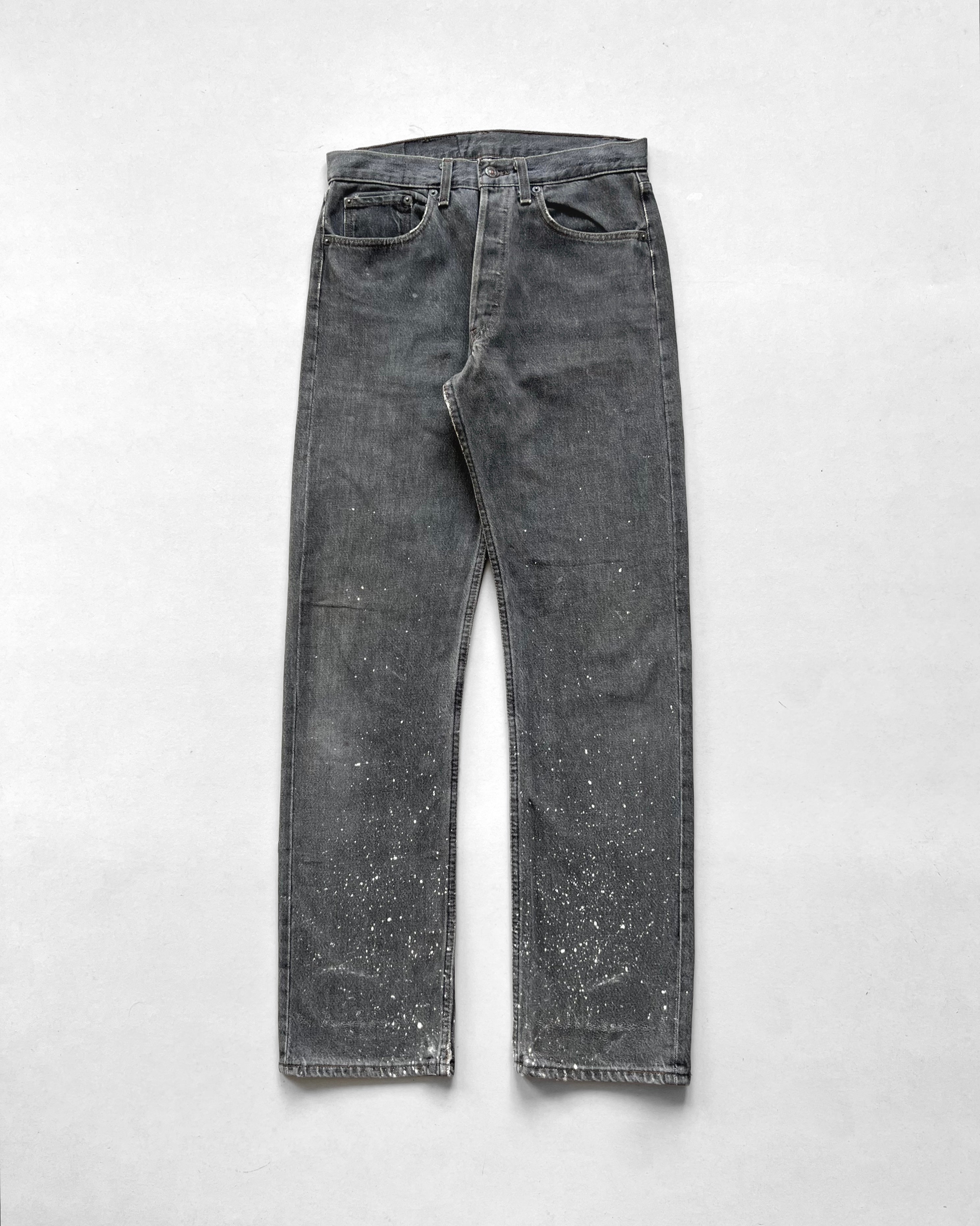 1980S FADED GREY LEVI'S 501 PAINT SPLATTER JEANS (31)