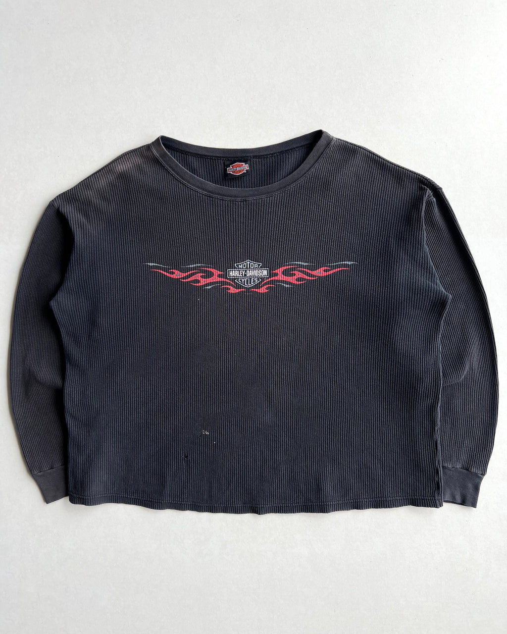 1990S SUN FADED HARLEY DAVIDSON WAFFLE KNIT SWEATER (L)