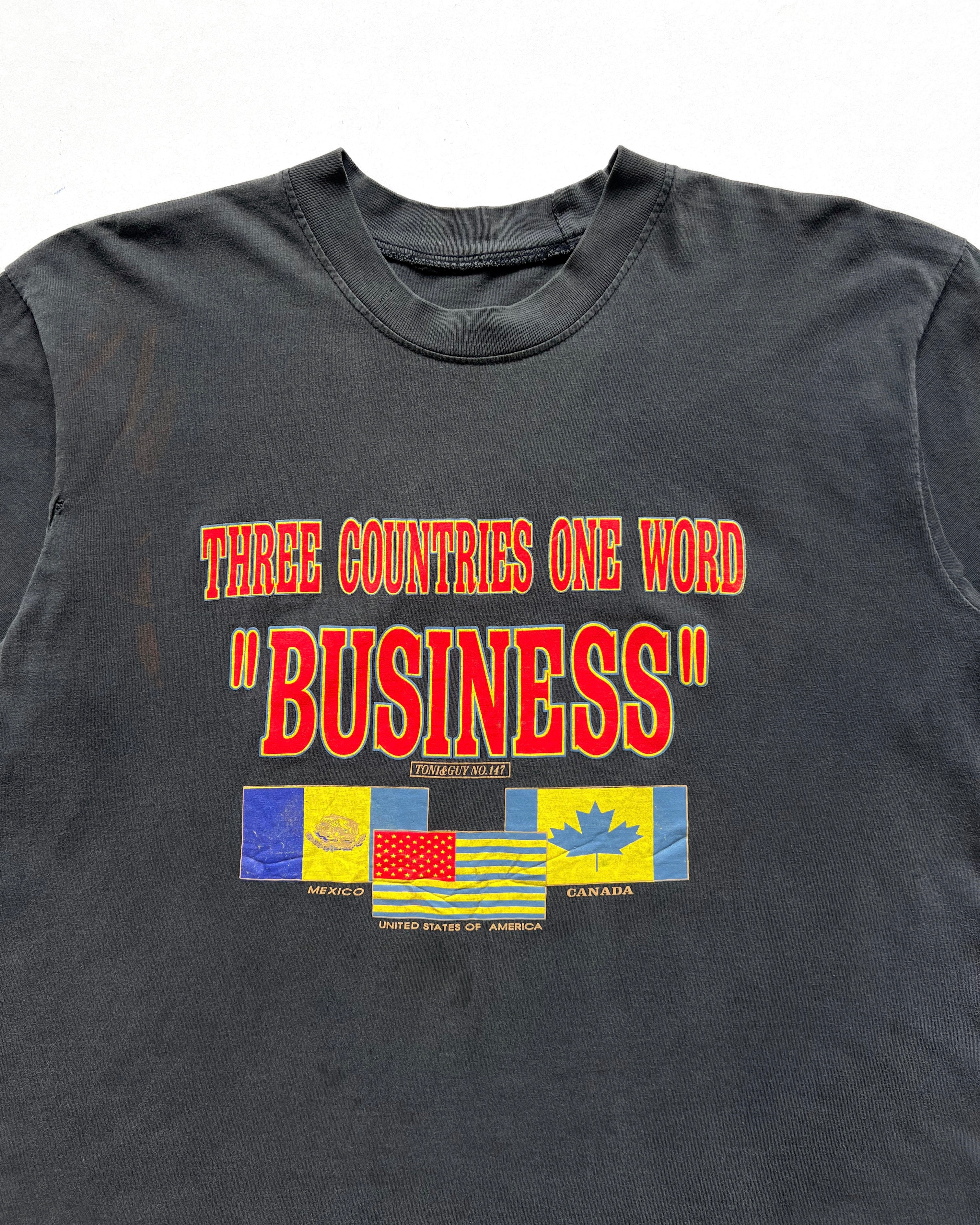 1990S 'THREE COUNTRIES ONE WORD "BUSINESS" TEE (L)