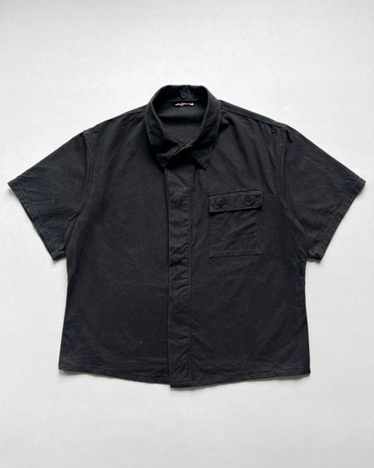 1960S BLACK GERMAN SINGLE POCKET MILITARY SHIRT (L)