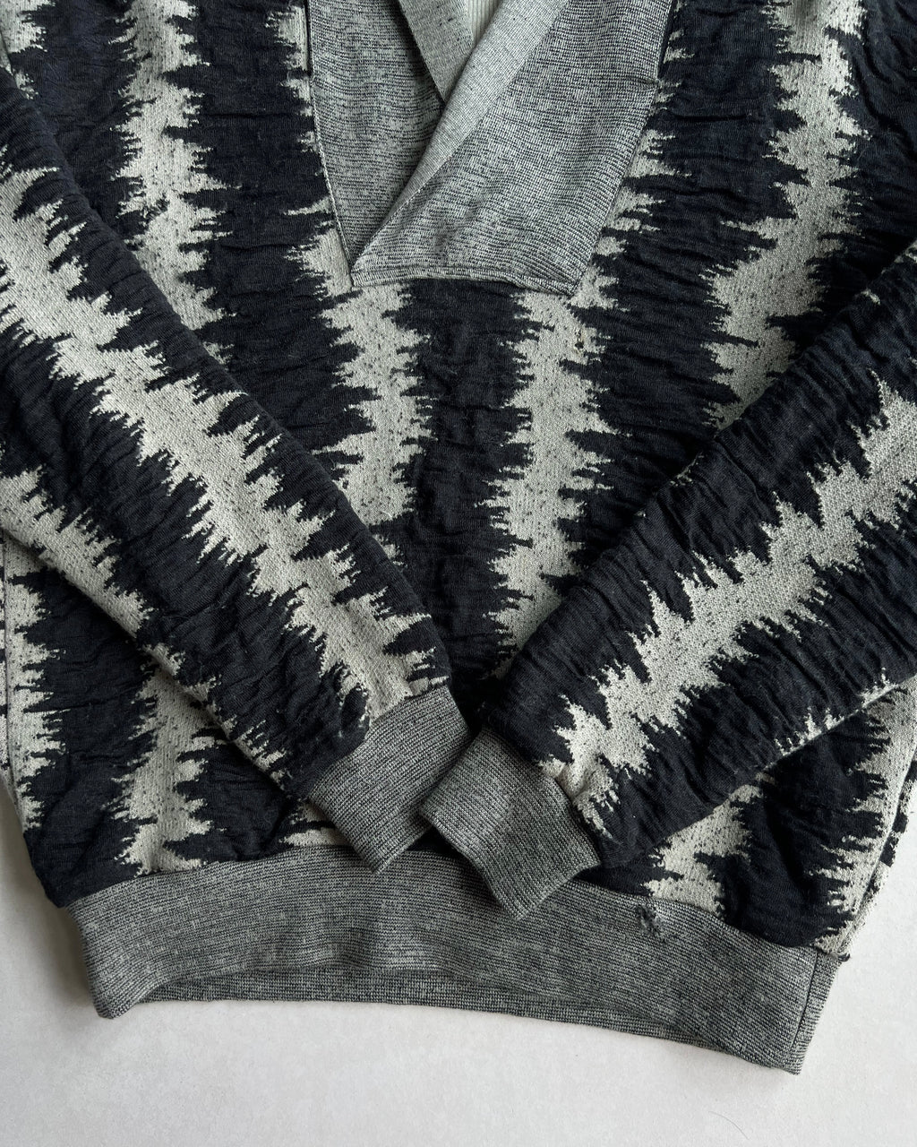 1980S ISSEY MIYAKE STRIPES SHAWL COLLAR KNITWEAR (L)