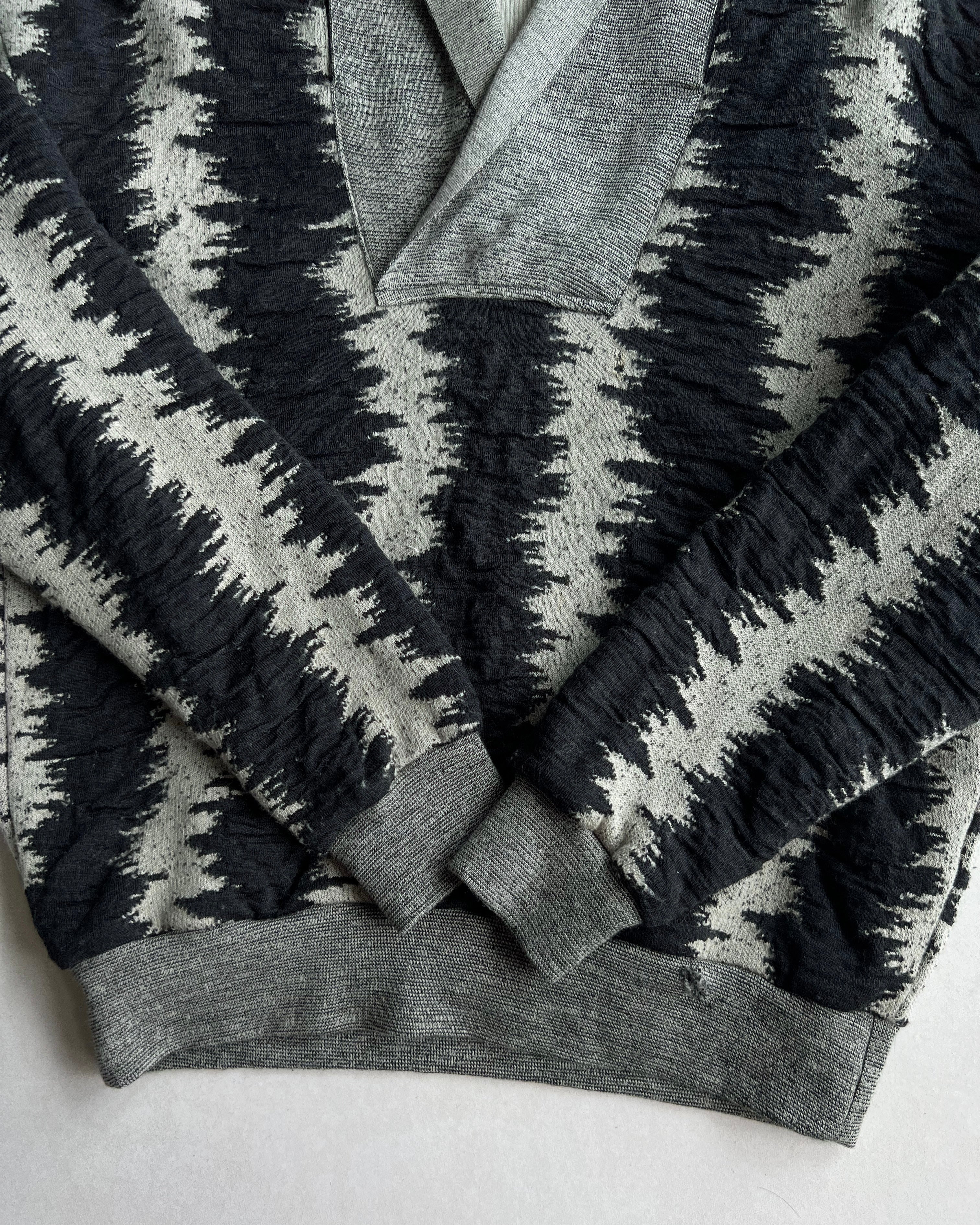 1980S ISSEY MIYAKE STRIPES SHAWL COLLAR KNITWEAR (L)