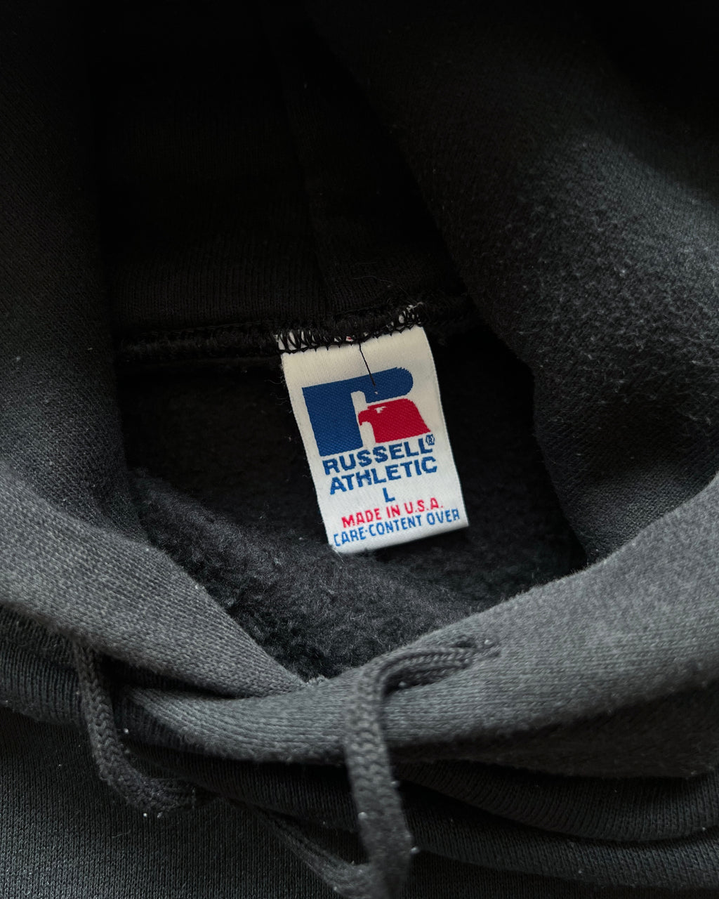 1990S RUSSELL BLACK BLANK HOODIE (L)