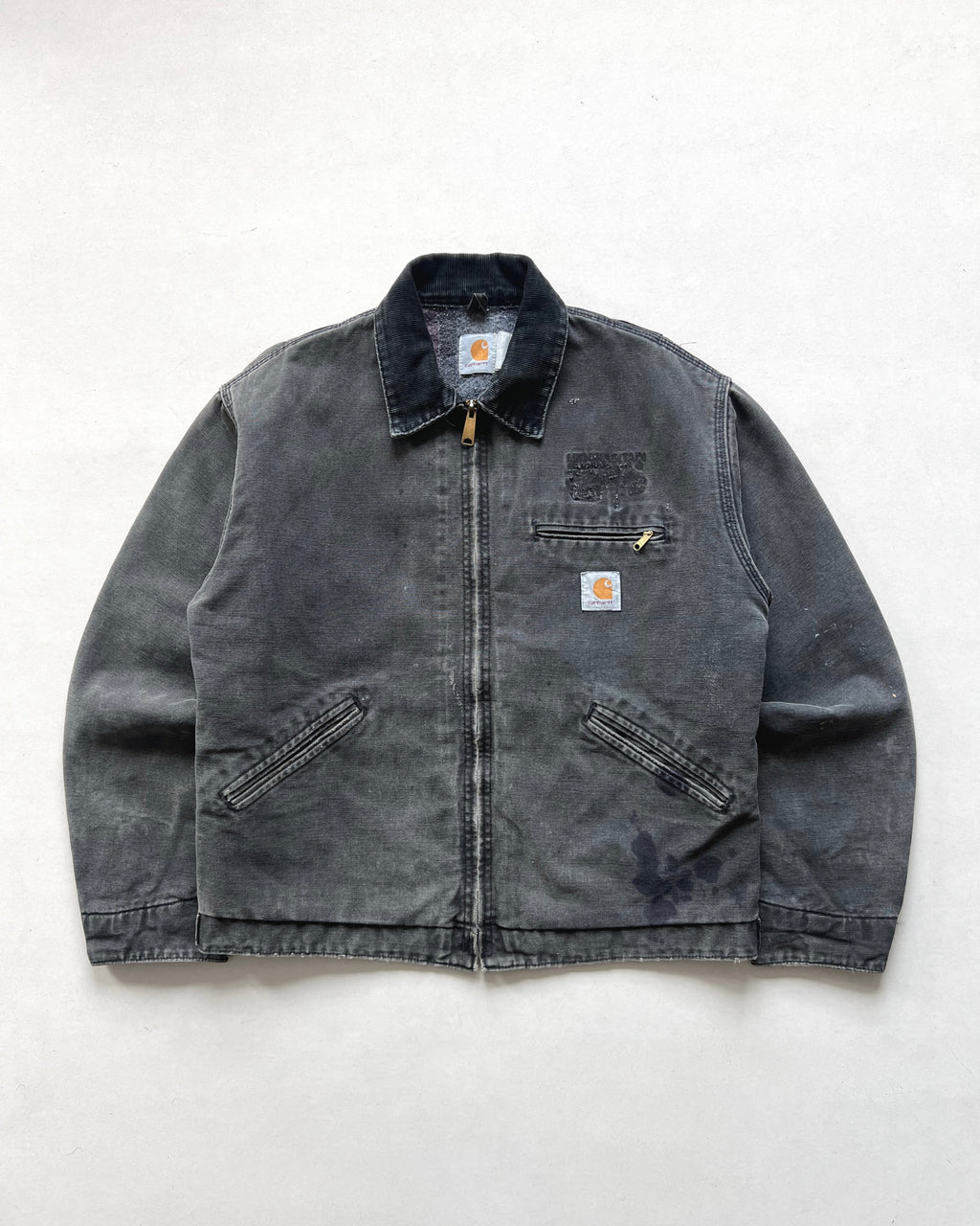 1990S FADED BLACK CARHARTT DETROIT JACKET (L)