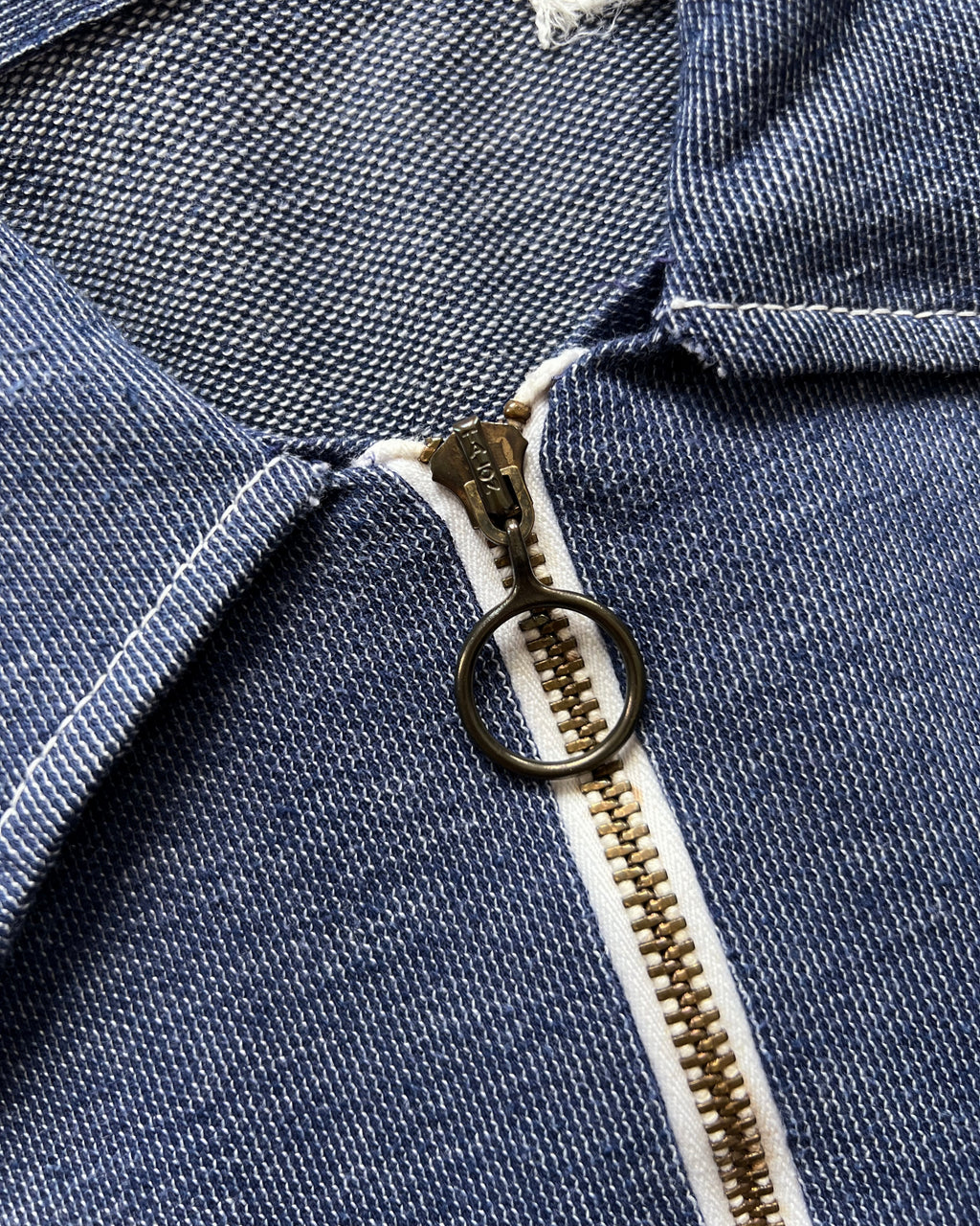 1960S HIPPIE POINT COLLAR QUARTER-ZIP SHIRT (M)