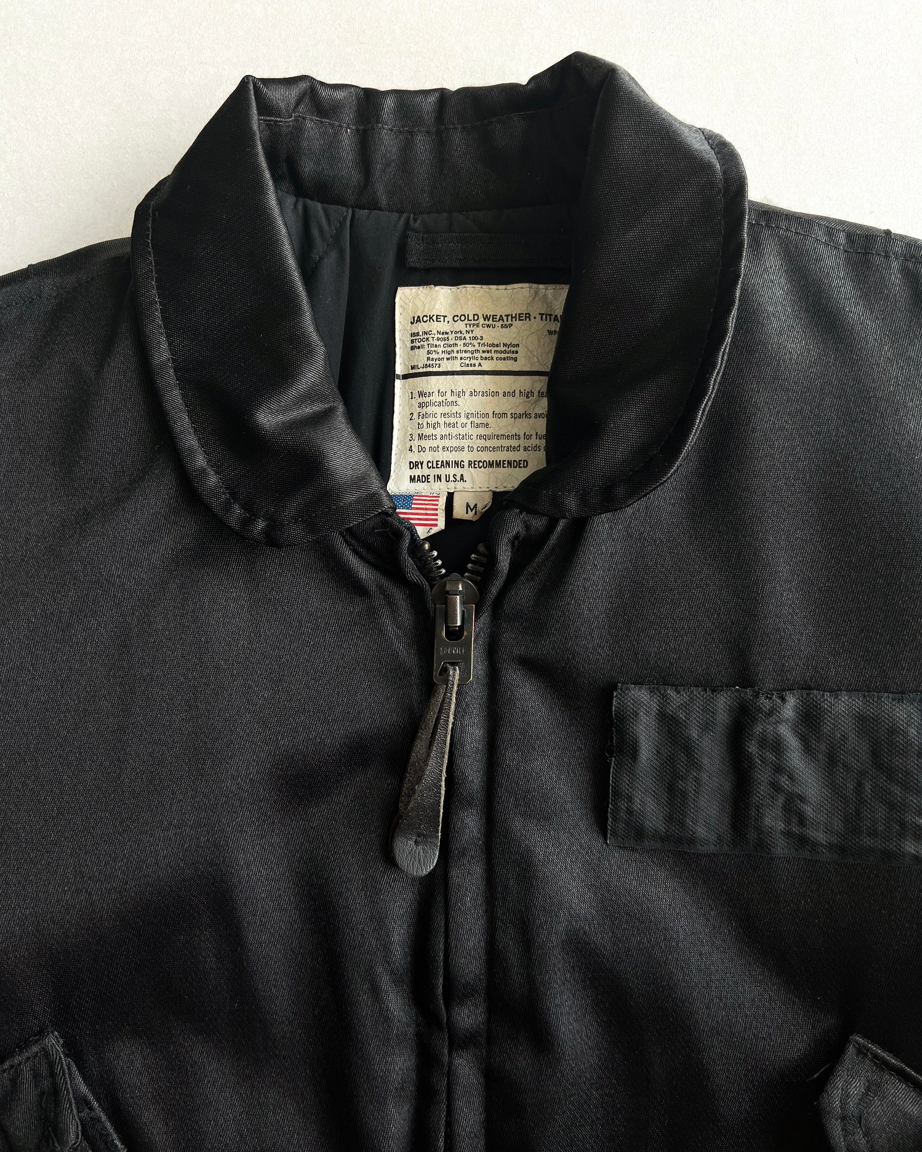1980S BLACK COATED CWU-55/P BOMBER JACKET (M)
