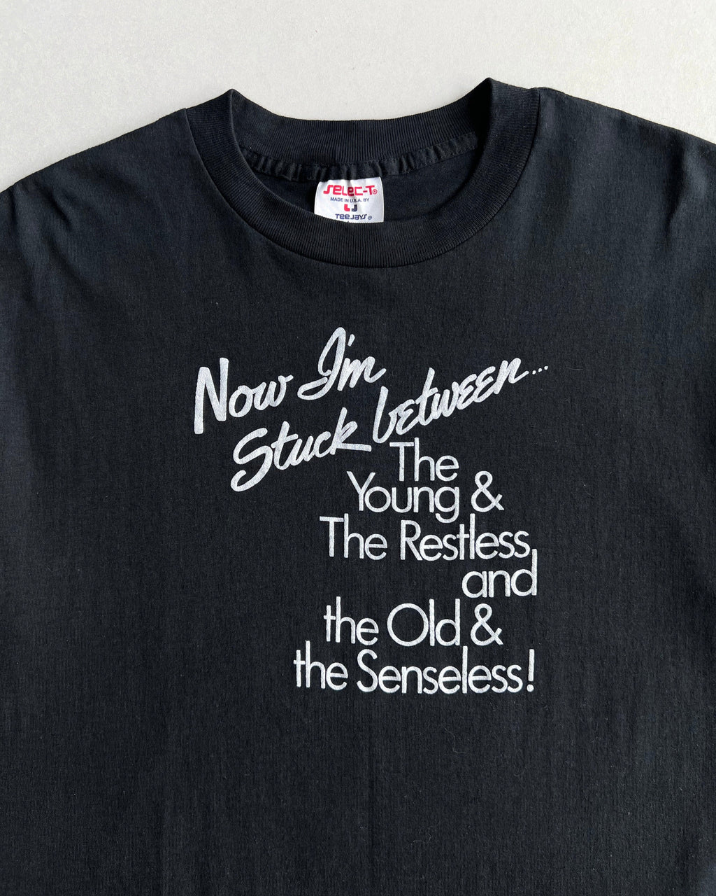 1980S 'NOW IM STUCKED' SINGLE STITCH TEE (L)