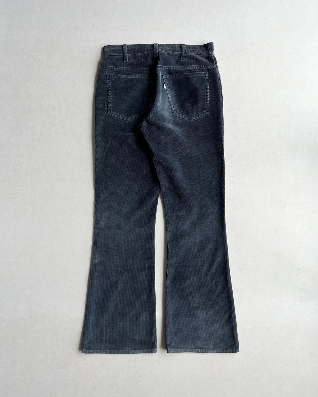 1970S DARK NAVY/GREY LEVI'S 646 CORDUROY BOOTCUT TROUSERS (32X32)