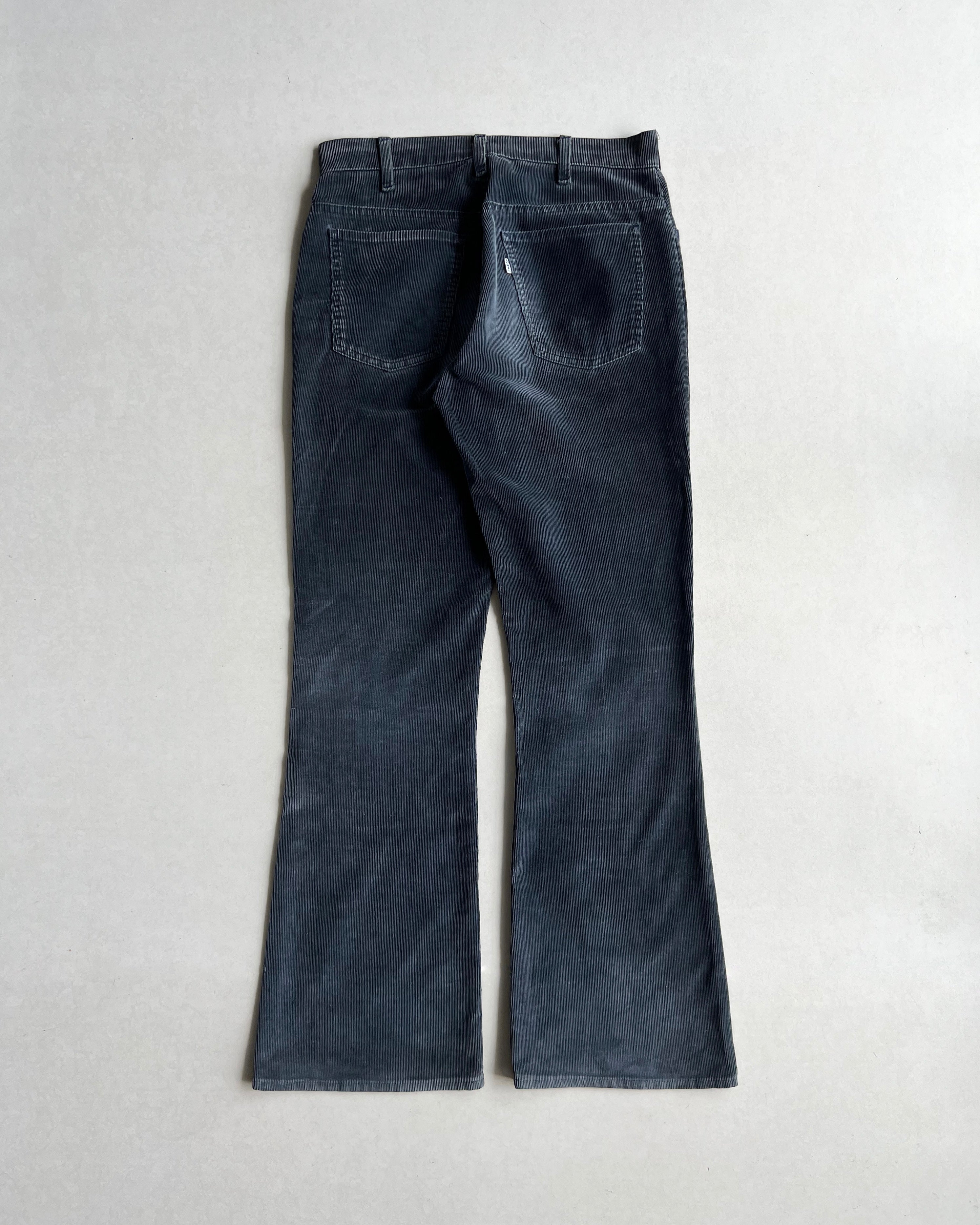 1970S DARK NAVY/GREY LEVI'S 646 CORDUROY BOOTCUT TROUSERS (32X32)
