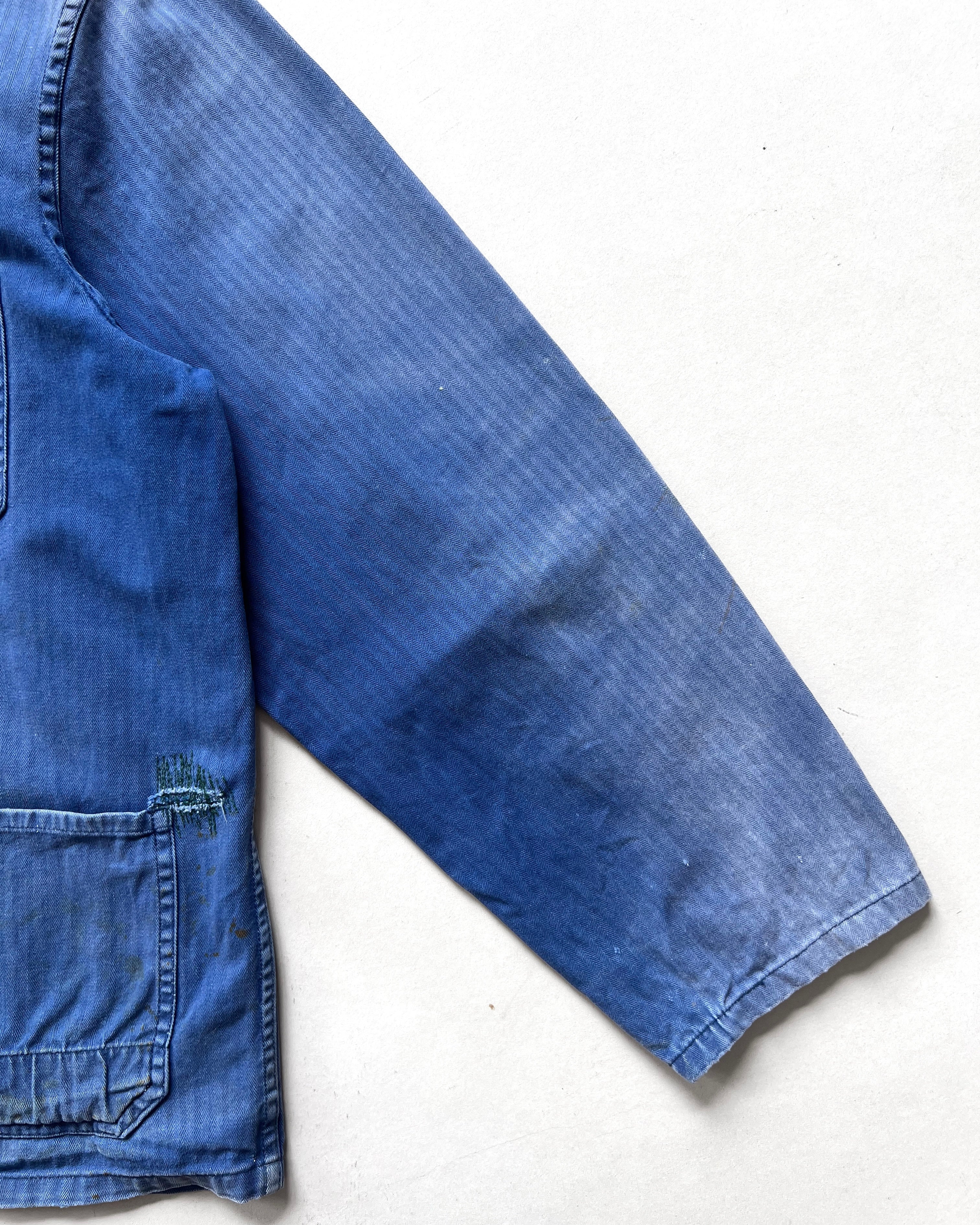 1970S SUN FADED GERMAN HBT WORK JACKET (L)