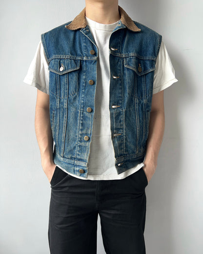 1980S L.L BEAN SLEEVELESS DENIM TRUCKER JACKET (L)