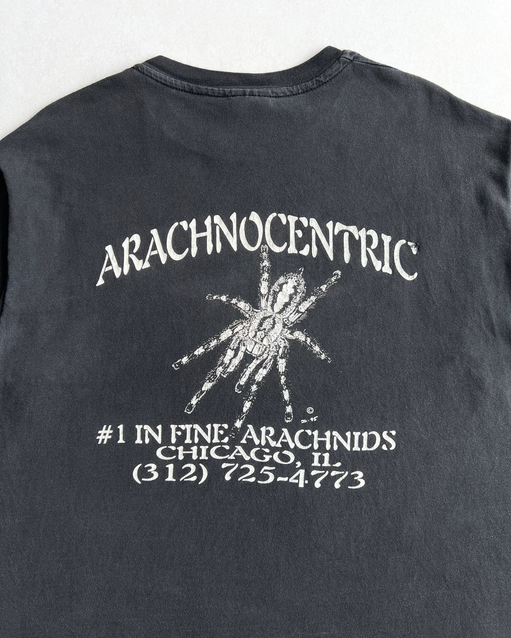 1990S FADED BLACK 'ARACHNOCENTRIC' SINGLE STITCH TEE (XL)