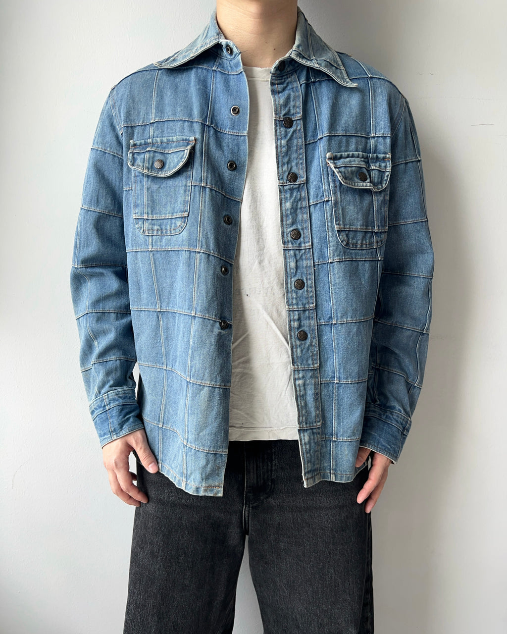 1970S SEARS HIPPIE DENIM BUTTON-UP SHIRT (L)