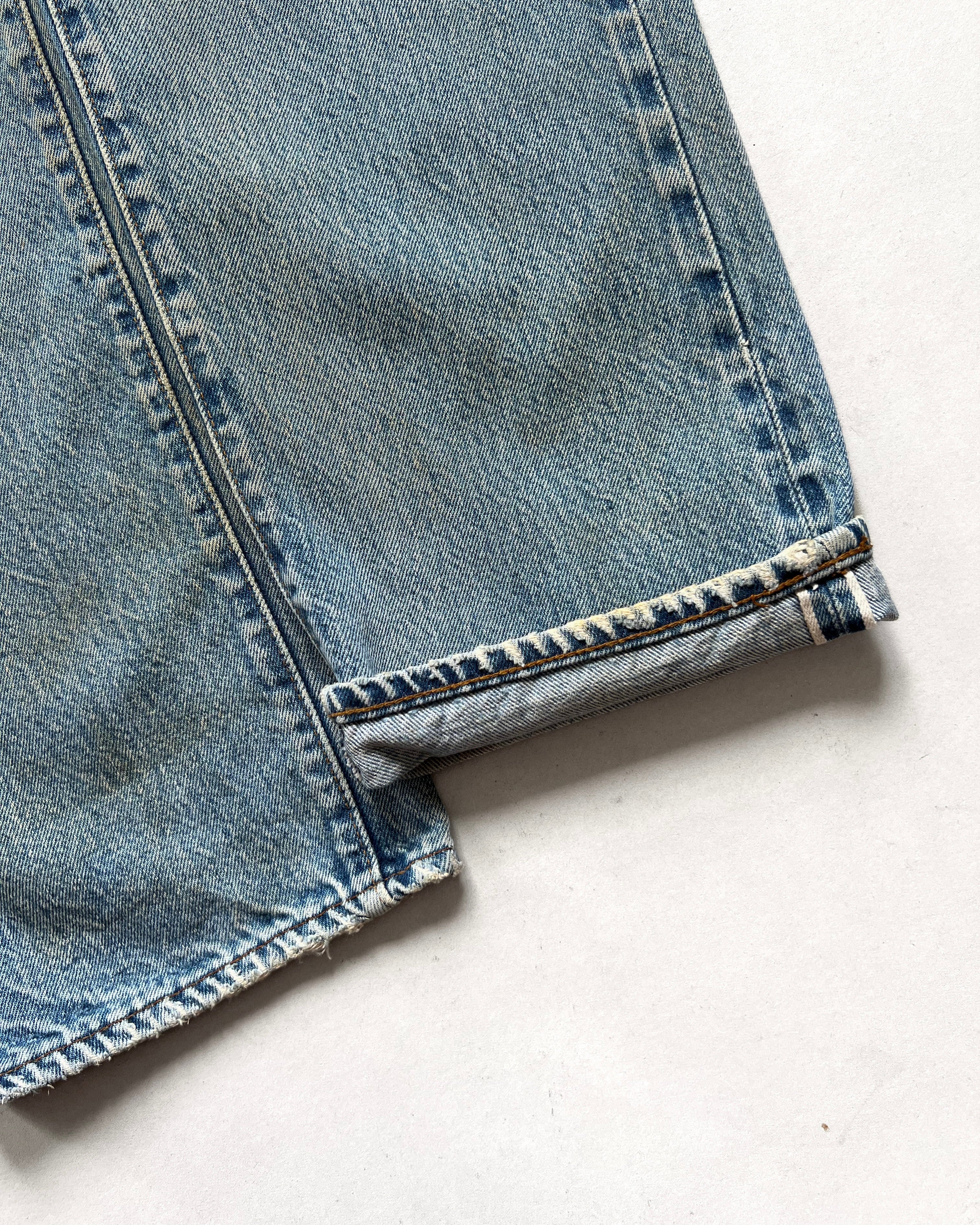 1980S LEVI'S 501 REDLINE SELVEDGE REPAIRED JEANS (32)