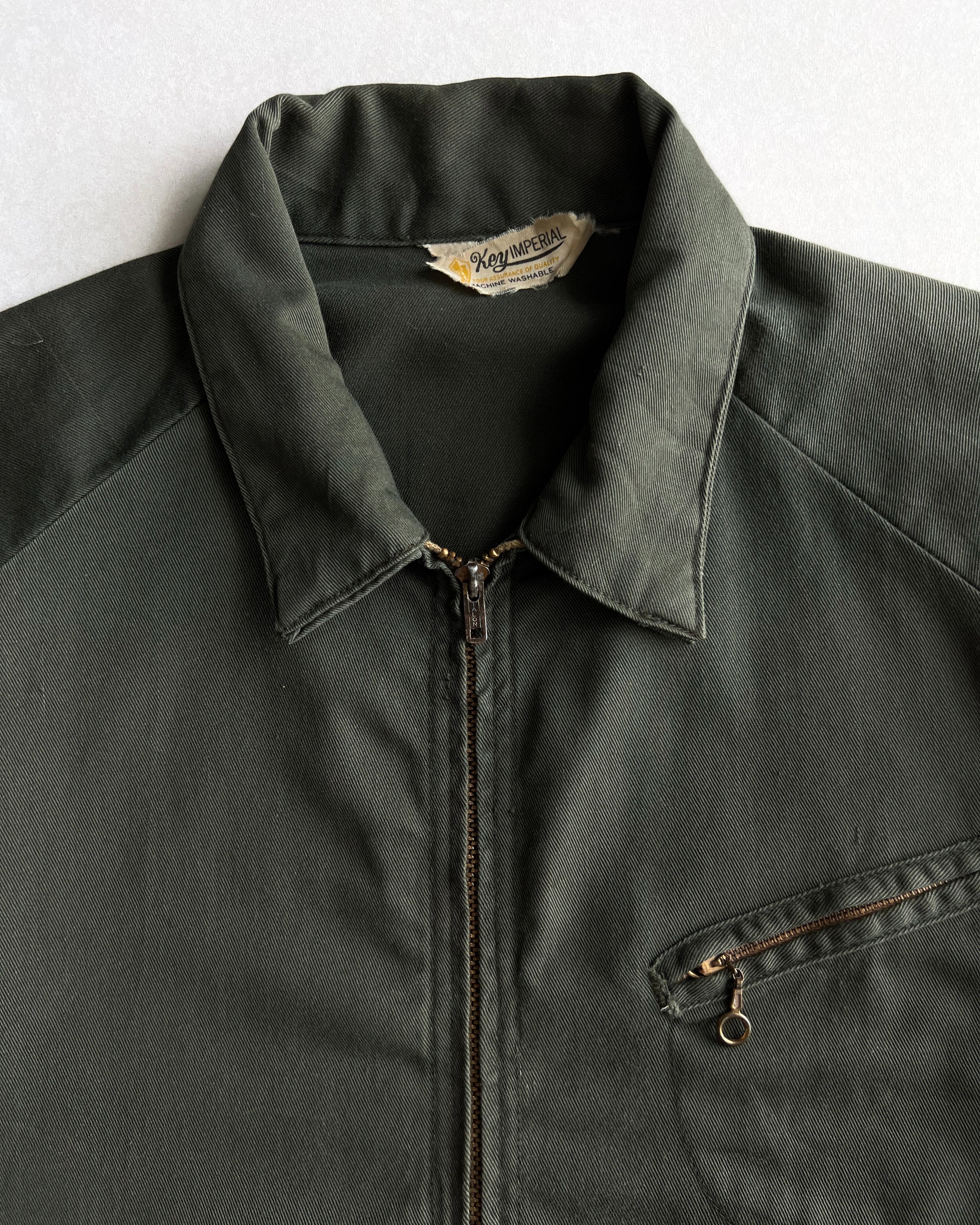 1960S OLIVE KEY IMPERIAL 'D' POCKET WORK JACKET (XL)