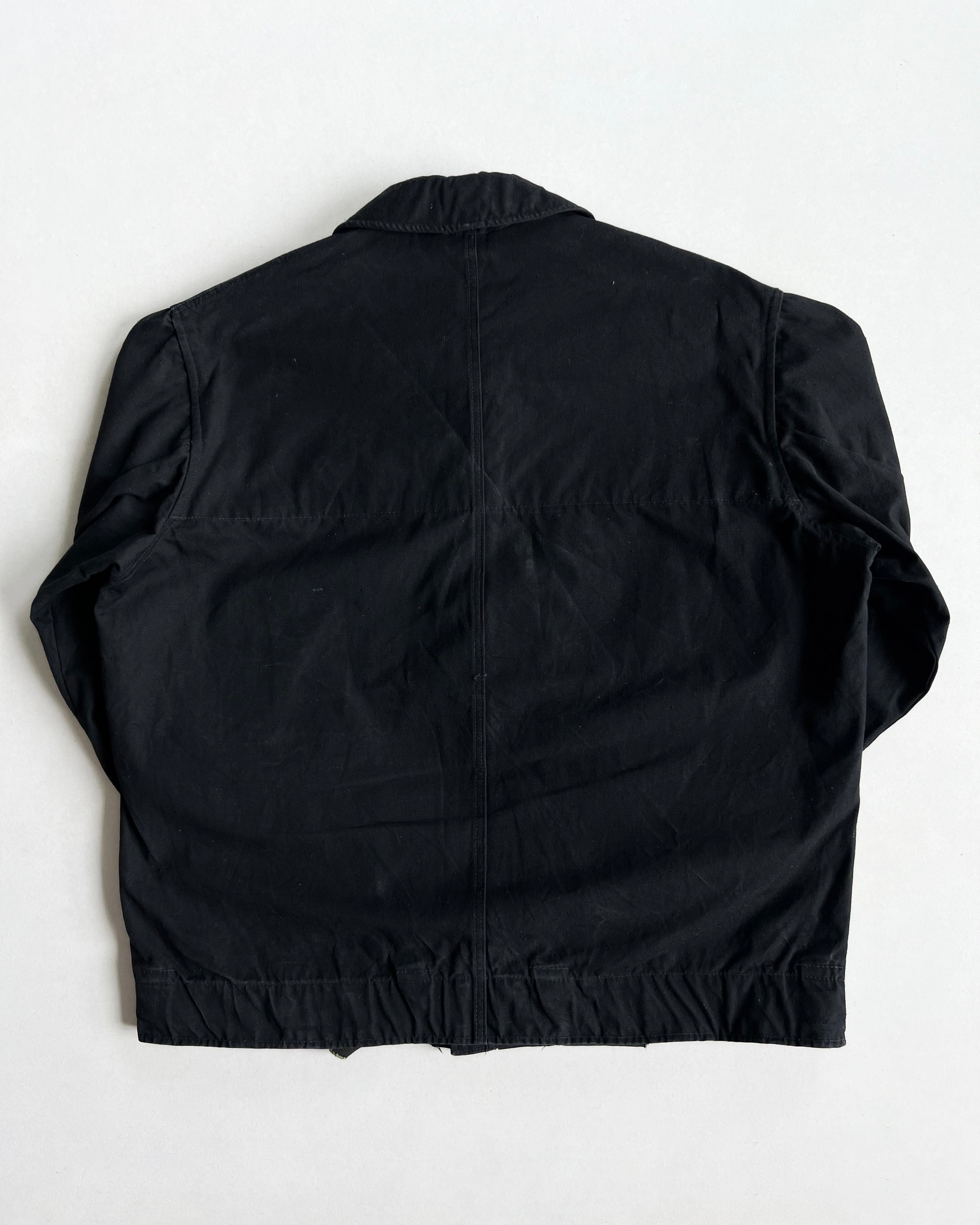 1970S BLACK CZECH ARMY CANVAS JACKET (L)