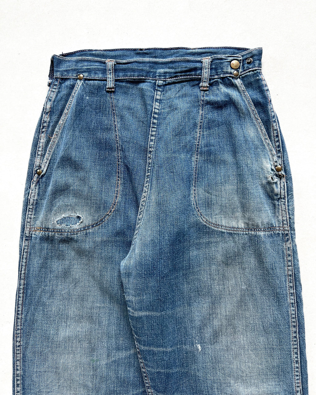 1950S LADIES BLUE BELL SIDE ZIP JEANS (26-28)