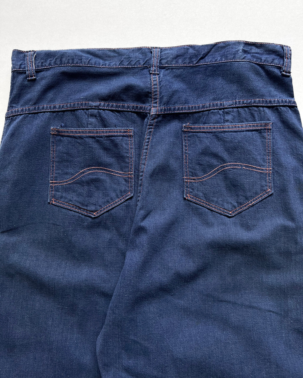 1940S MONTGOMERY WARD SIDE ZIP DENIM WORK TROUSERS (34)