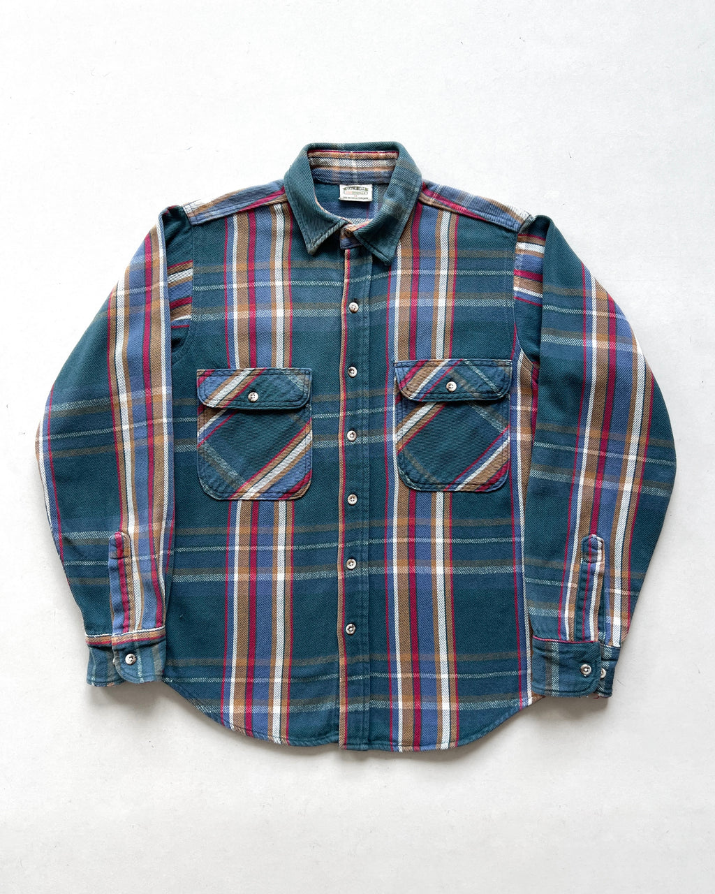 1990S FIVE BROTHER PLAID FLANNEL SHIRT (M)
