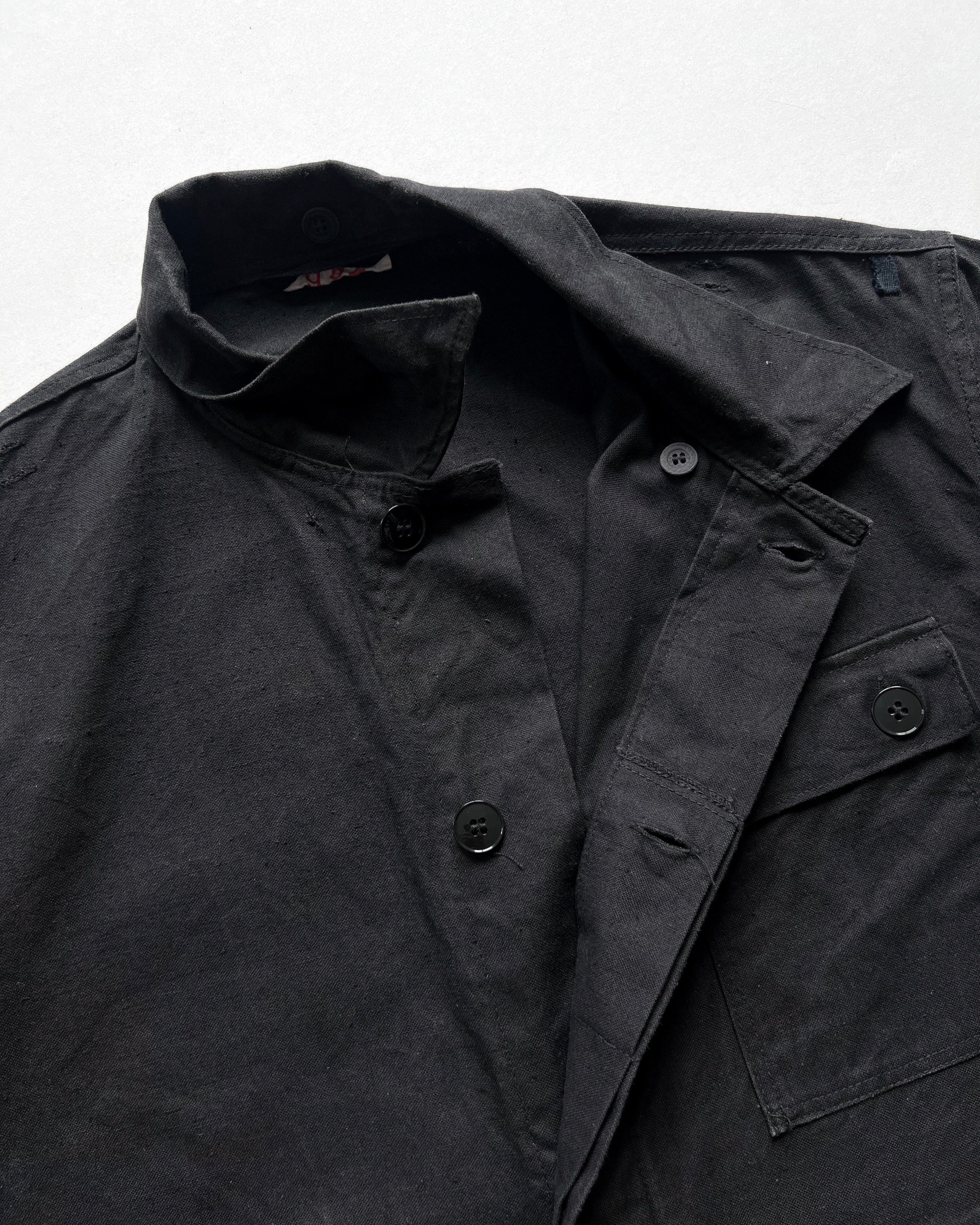 1960S BLACK GERMAN SINGLE POCKET MILITARY SHIRT (L)