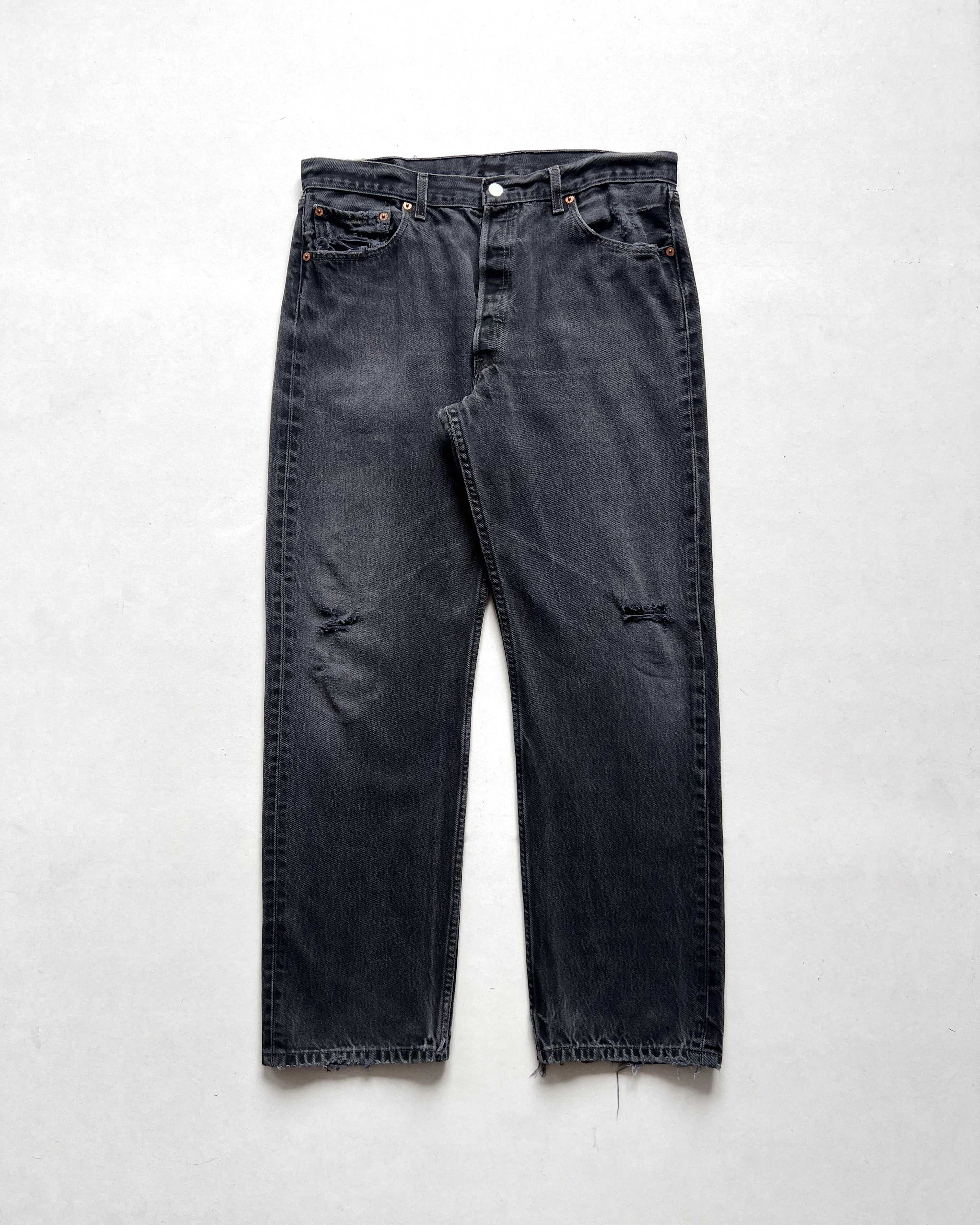 1990S FADED SUPER BLACK LEVI'S 501 JEANS (35)