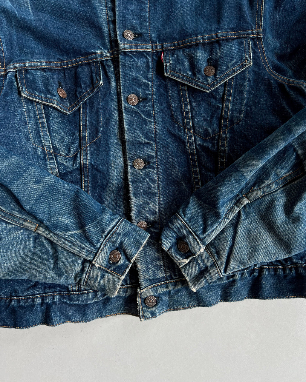1960S FADED LEVI'S BIG E TYPE III BLANKET LINED TRUCKER JACKET (L)