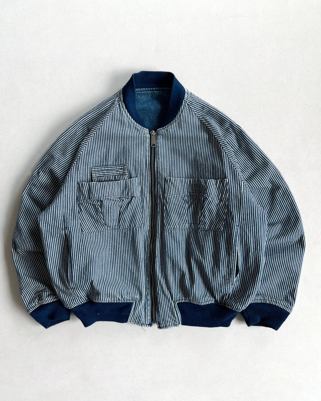 1980S LIPSTAR REVERSIBLE DENIM/HICKORY CARGO JACKET (L)