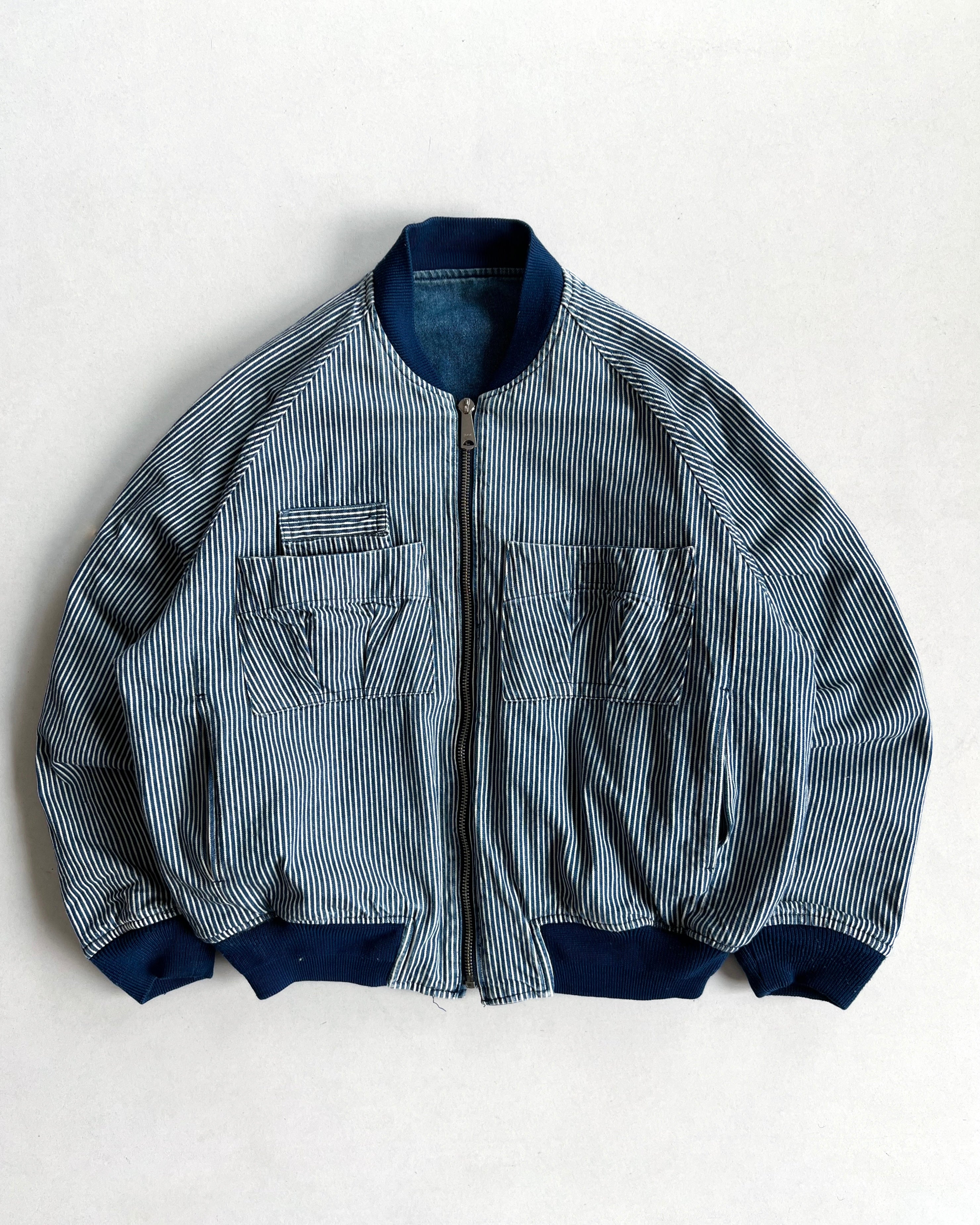 1980S LIPSTAR REVERSIBLE DENIM/HICKORY CARGO JACKET (L)