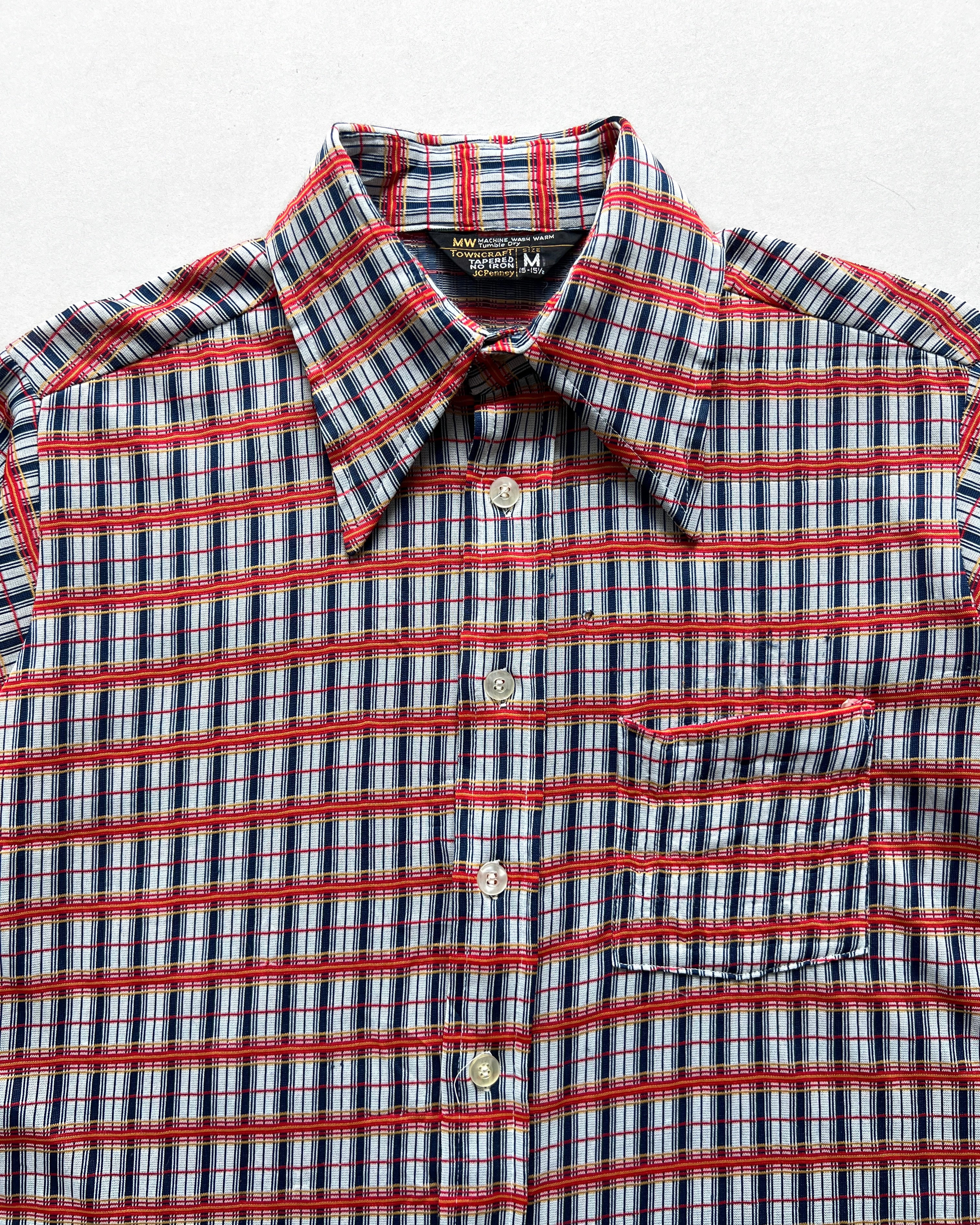 1970S TOWNCRAFT PENNEY CHECKERED SHIRT (M)