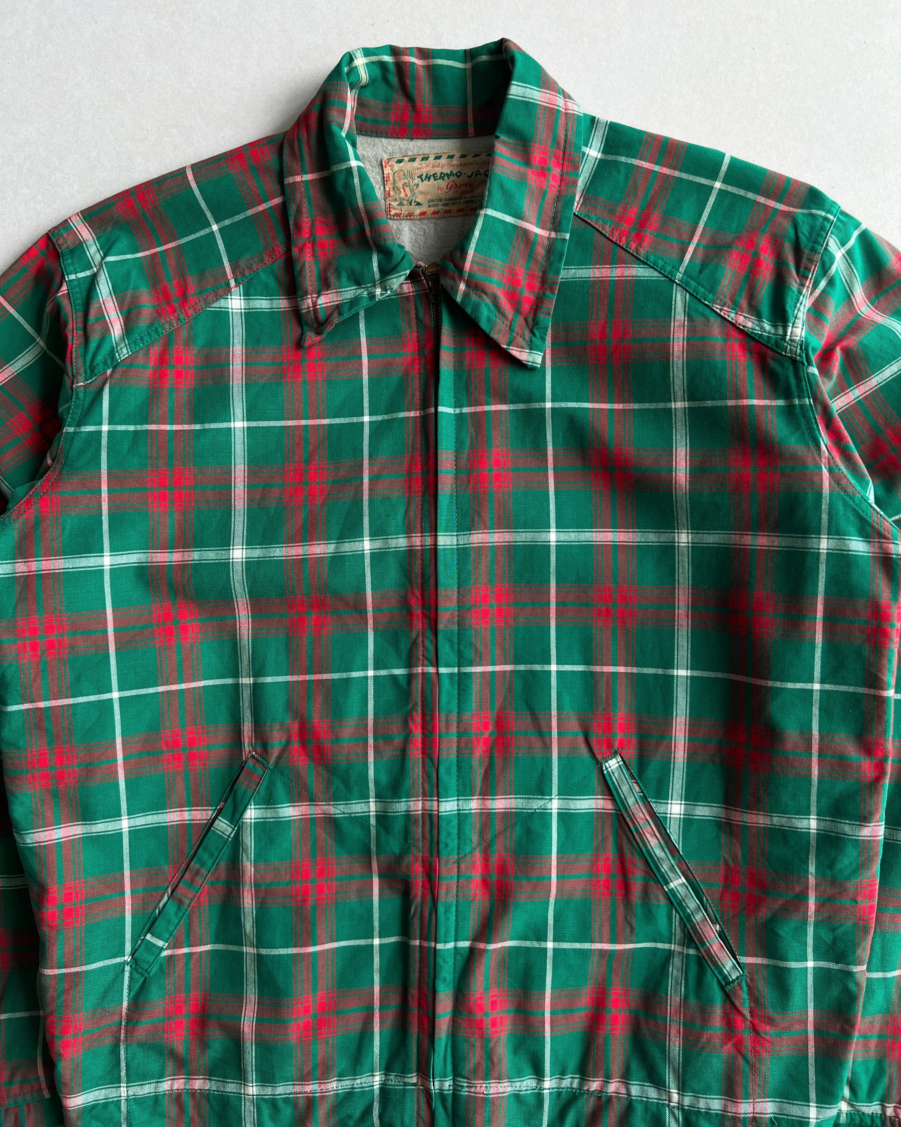 1940S CHECKERED ROCKABILLY ZIP-UP JACKET (M)