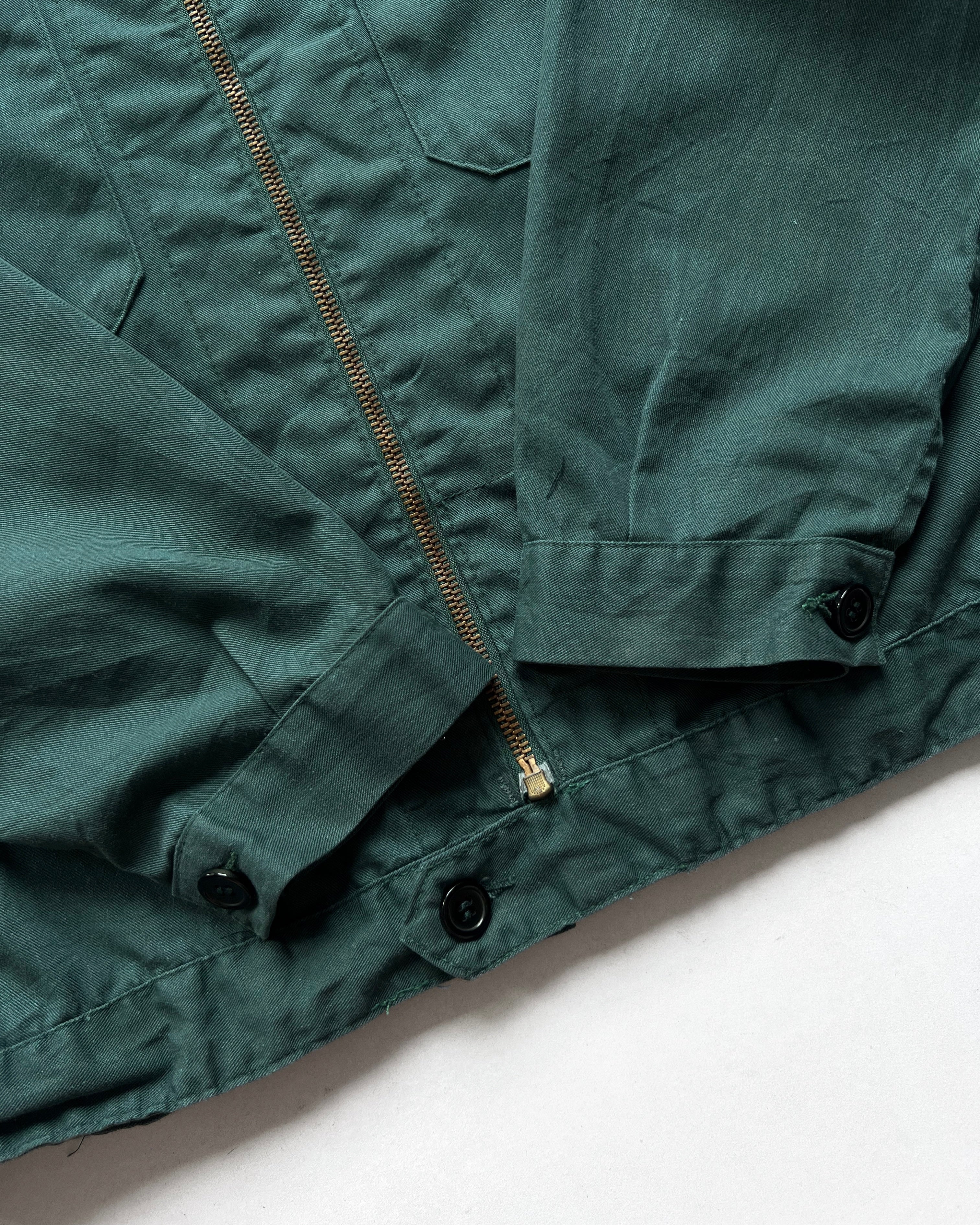1970S GREEN FRENCH CYCLIST WORK JACKET (L)
