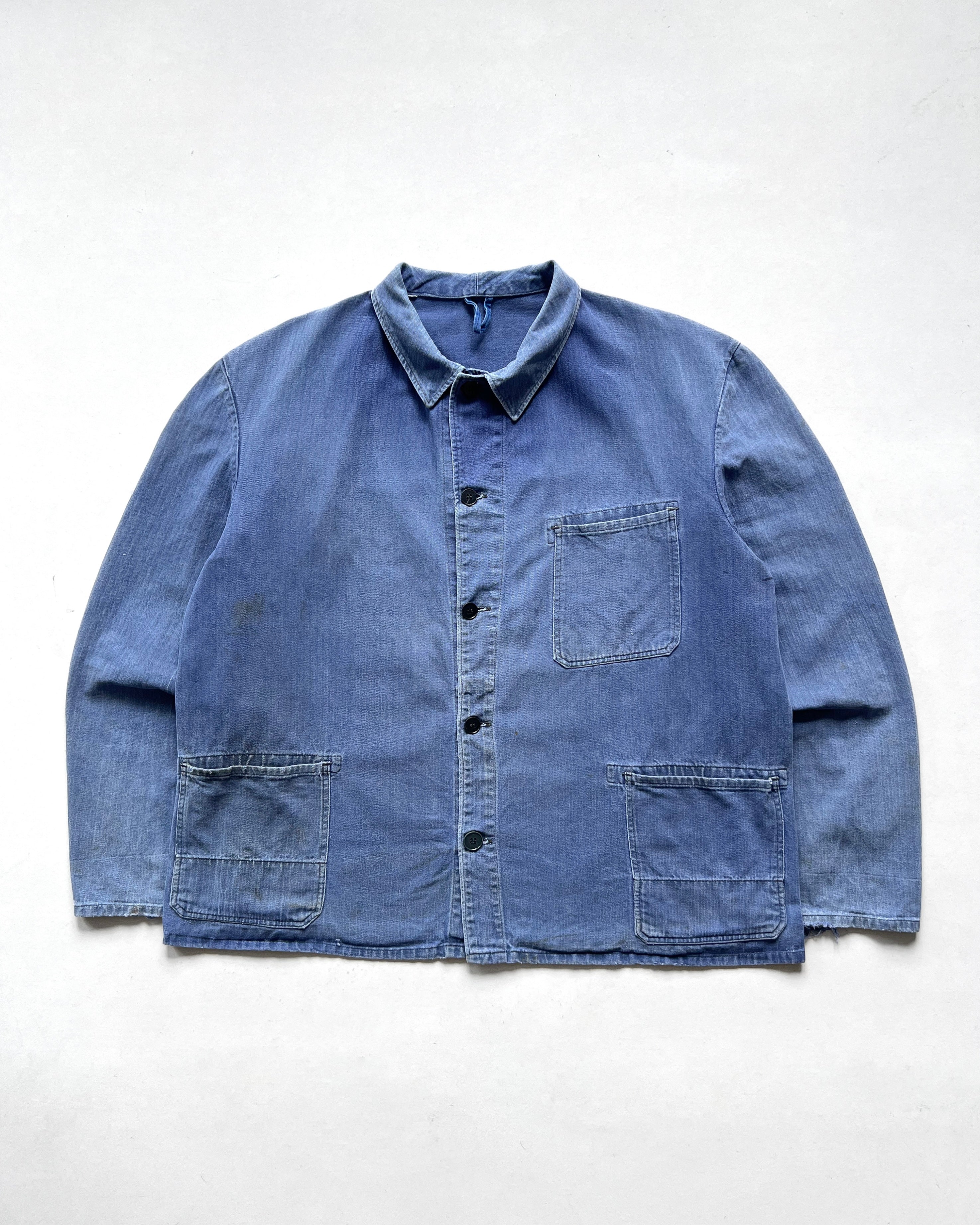 1960S FADED GERMAN HBT WORK JACKET (XL)