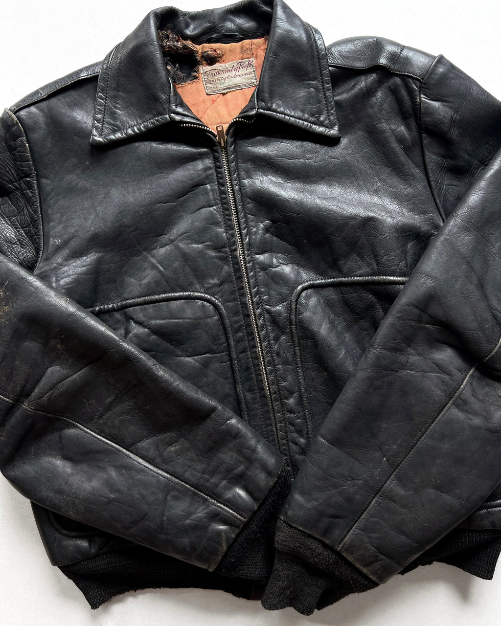 1950S FRATERNITY PREP BY SEARS LEATHER JACKET (M)