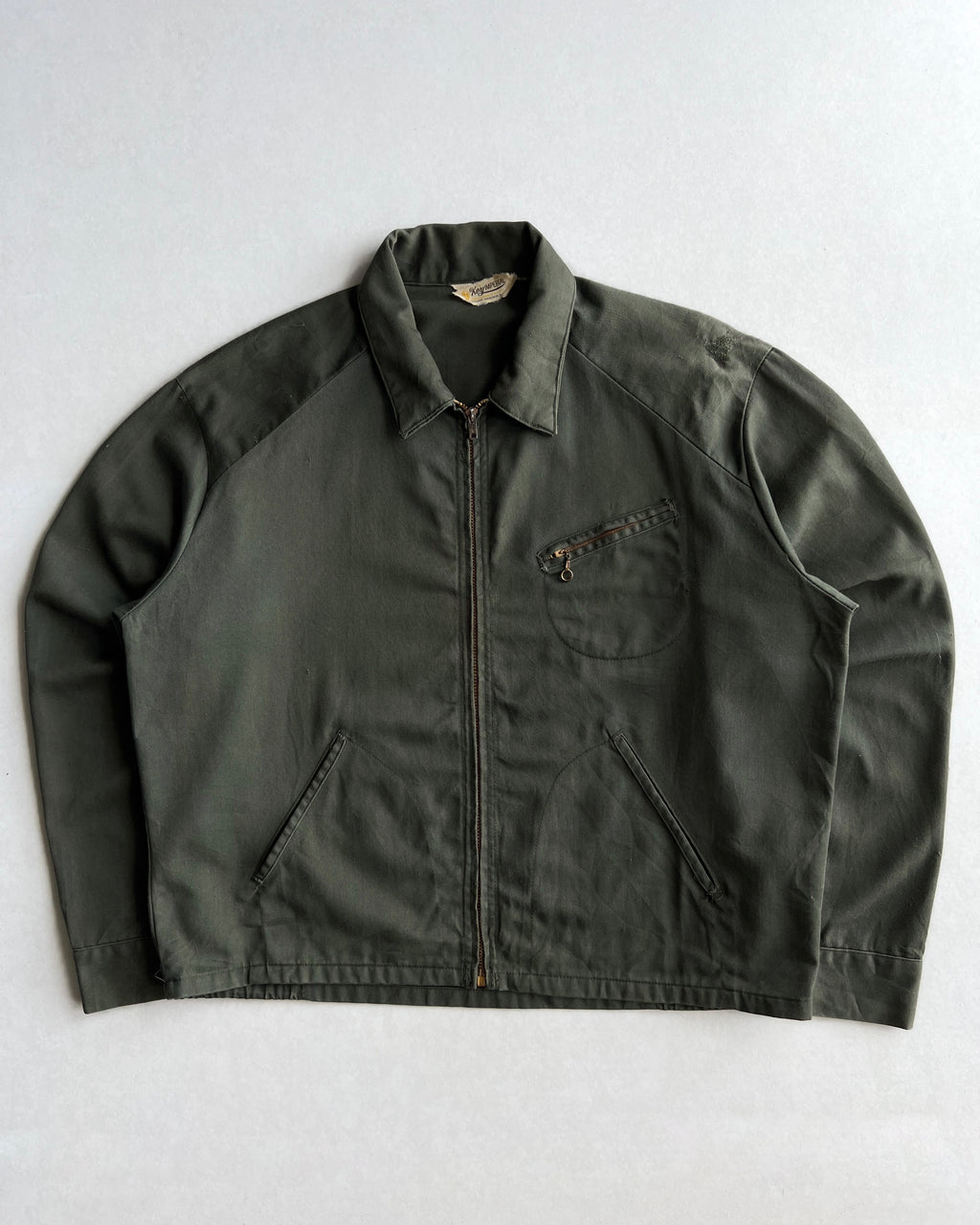 1960S OLIVE KEY IMPERIAL 'D' POCKET WORK JACKET (XL)