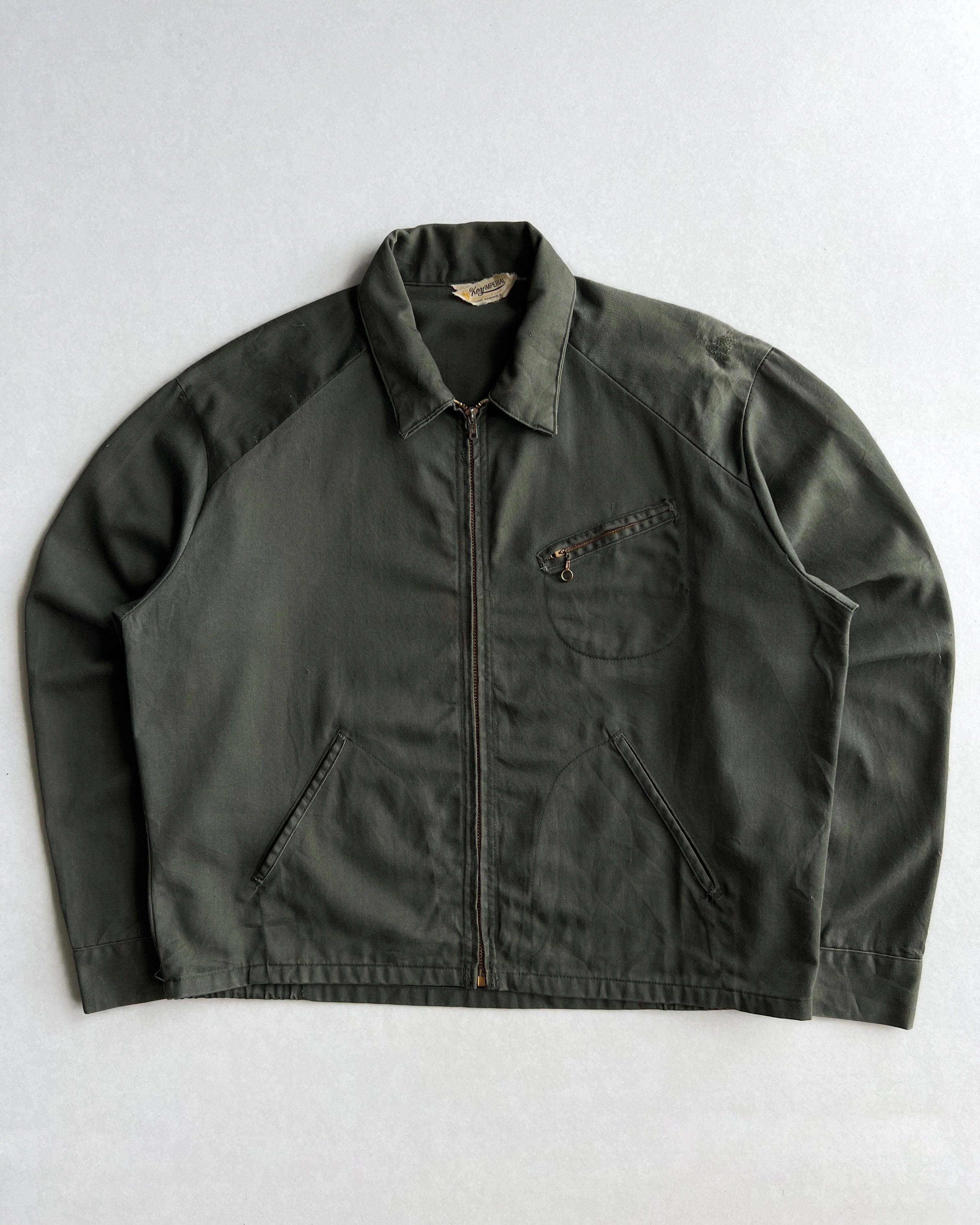1960S OLIVE KEY IMPERIAL 'D' POCKET WORK JACKET (XL)