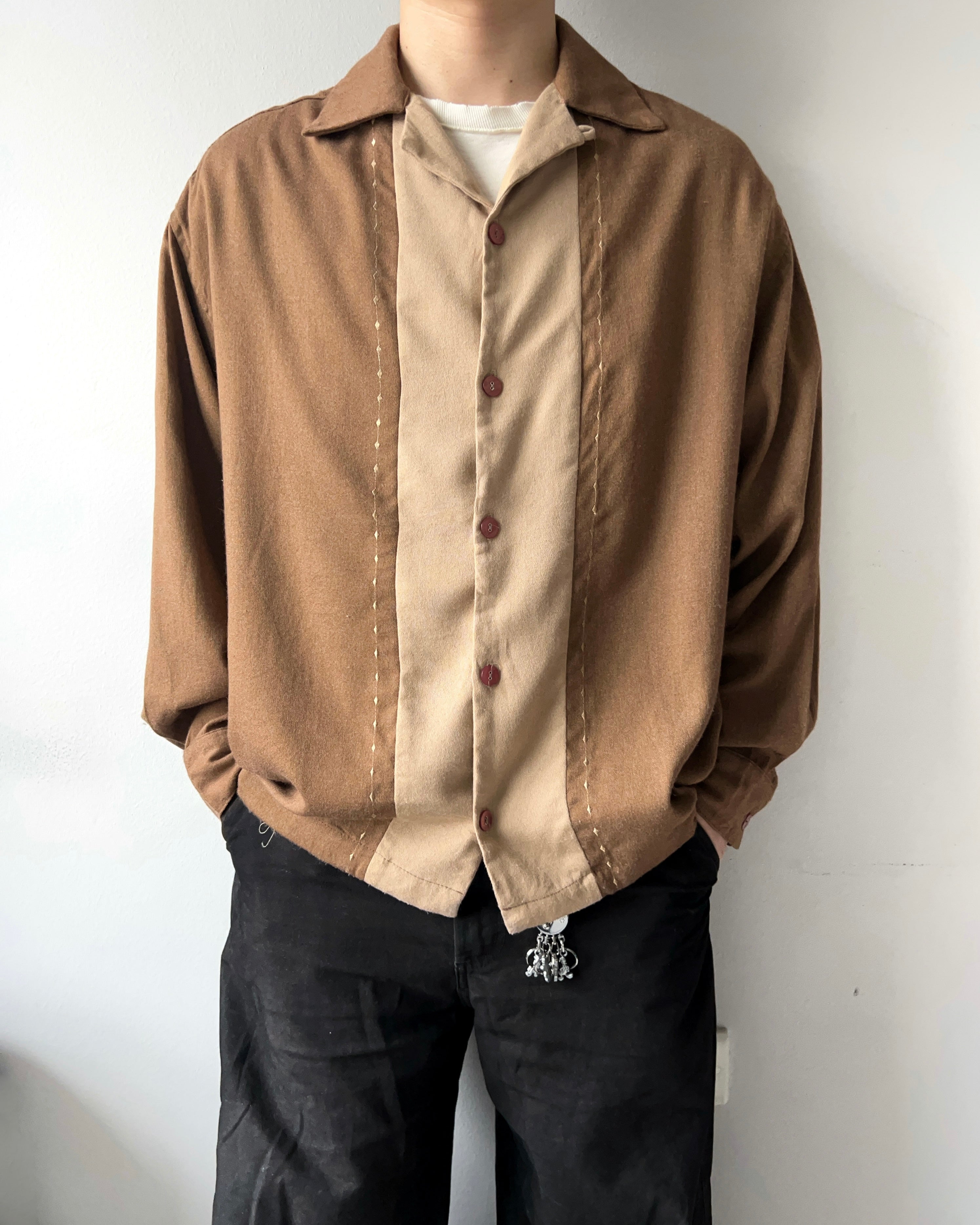 1990S TWO-TONE RAYON ROCKABILLY SHIRT (L)