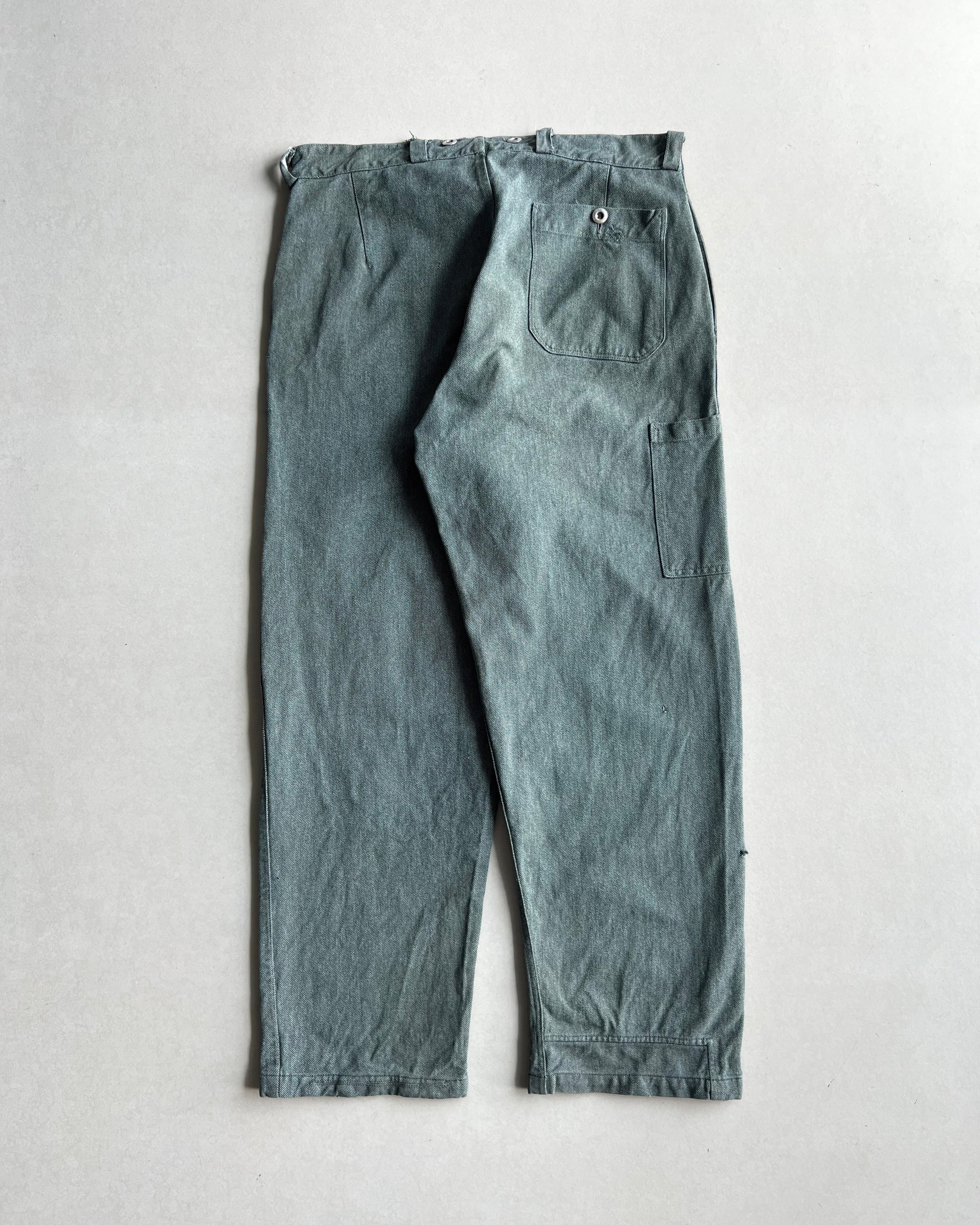 1960S SALT AND PEPPER SINGLE KNEE FRENCH BAKER PANTS (36X31)