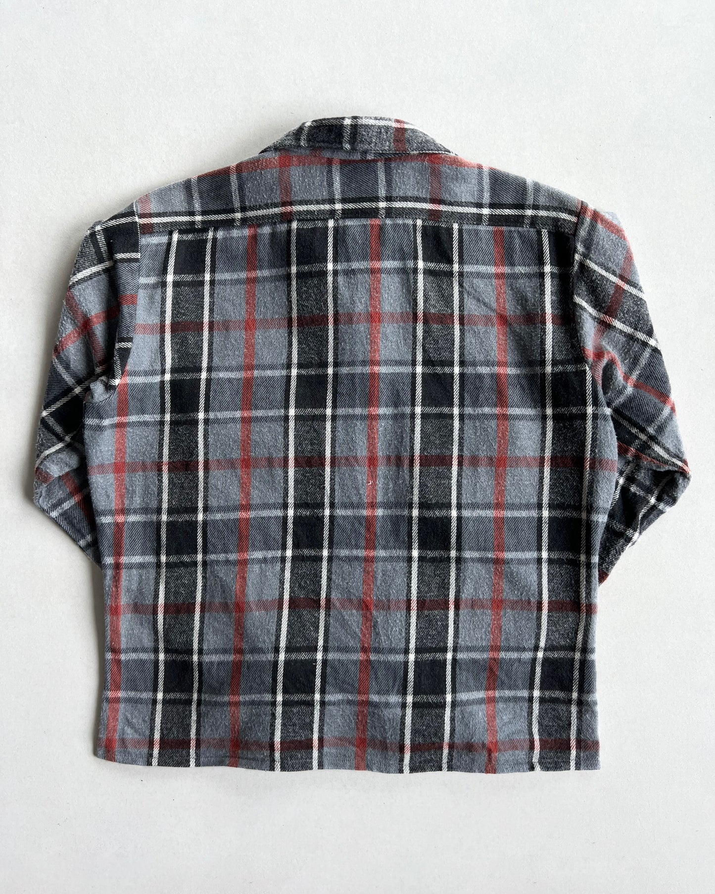1970S FIVE BROTHER GREY PLAID FLANNEL (M)