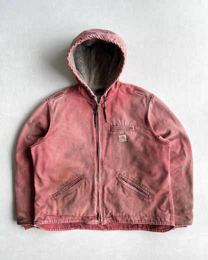 1990S SALMON PINK CARHARTT DETROIT HOODED WORK JACKET (M/L)