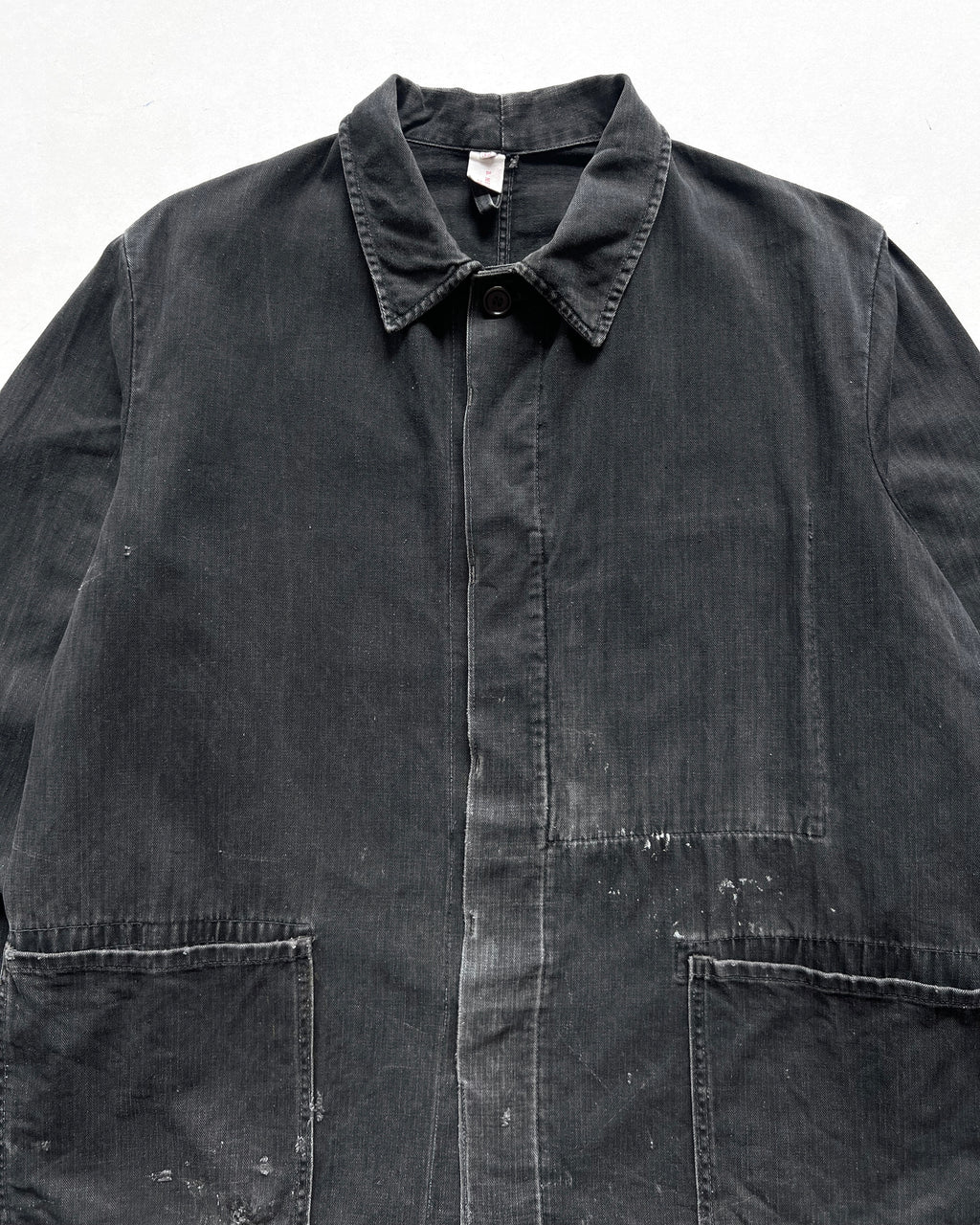 1960S FADED BLACK GERMAN HBT WORK JACKET (L)