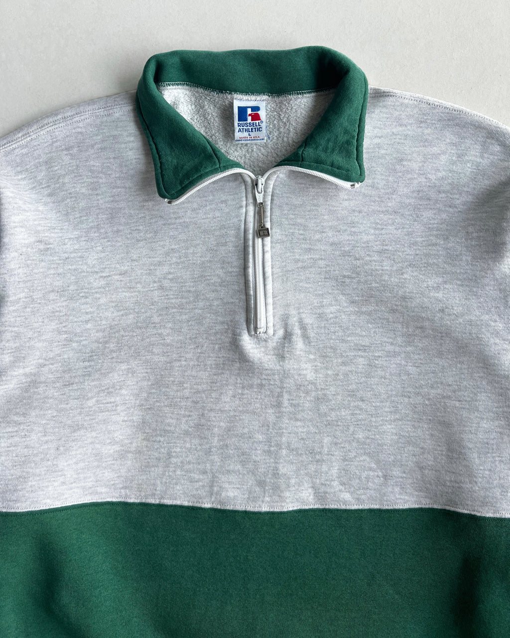 1990S RUSSELL TWO-TONE QUARTER ZIP SWEATSHIRT (L)