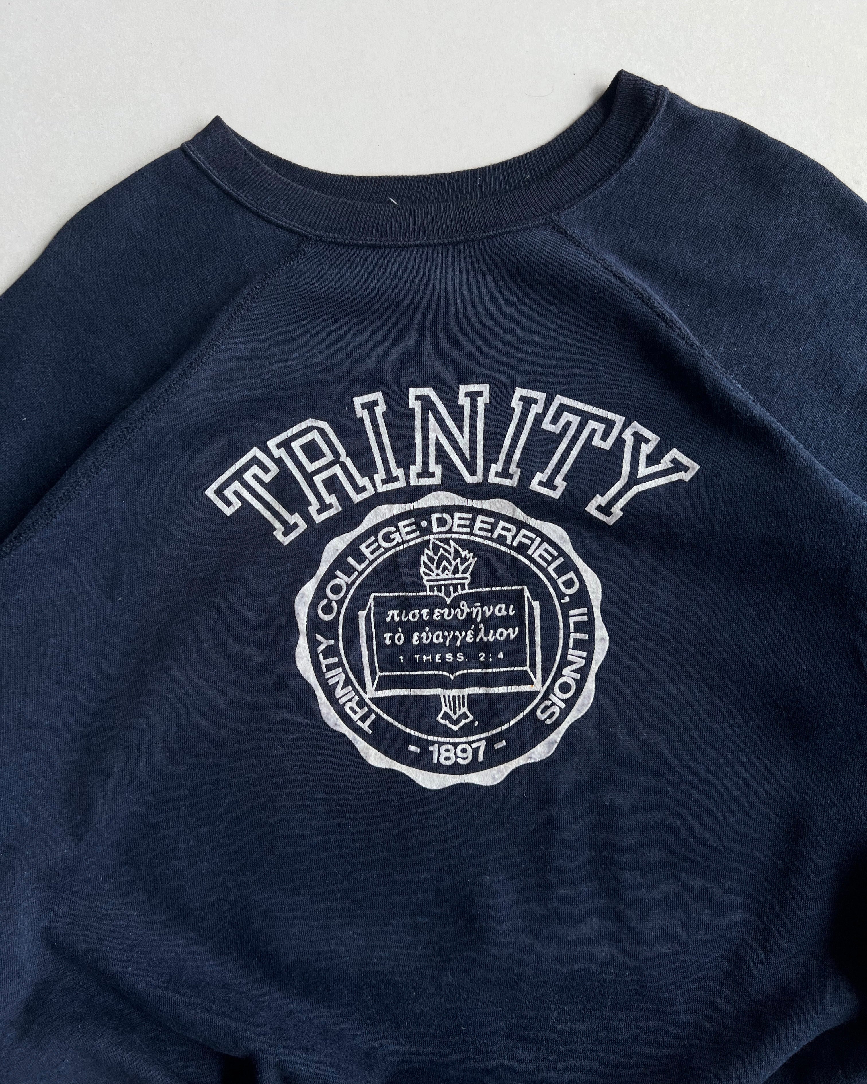 1970S 'TRINITY COLLEGE' RAGLAN SWEATSHIRT (L)