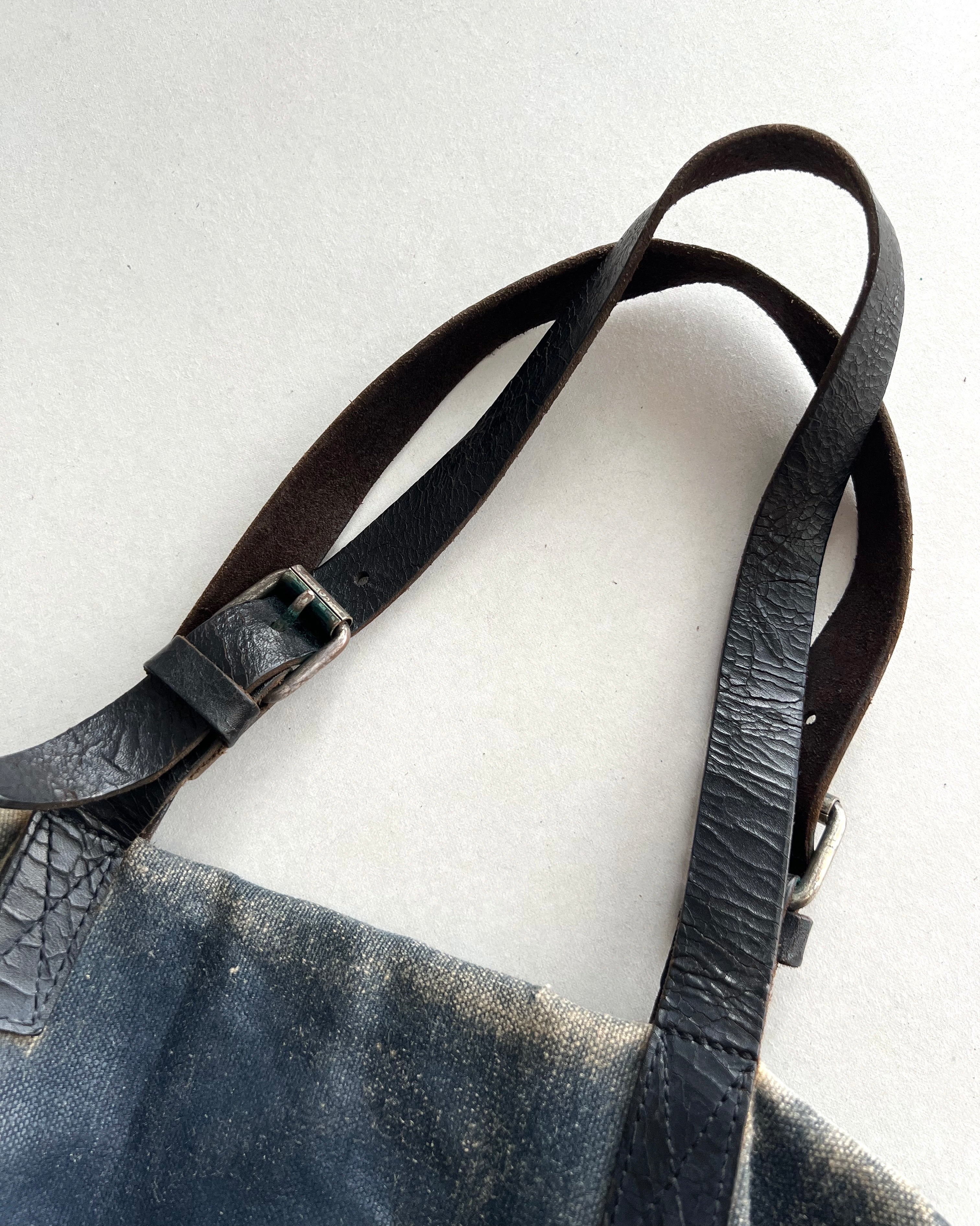 SAISEI VINTAGE REMAKE LEATHER/LINEN BAG (OS)