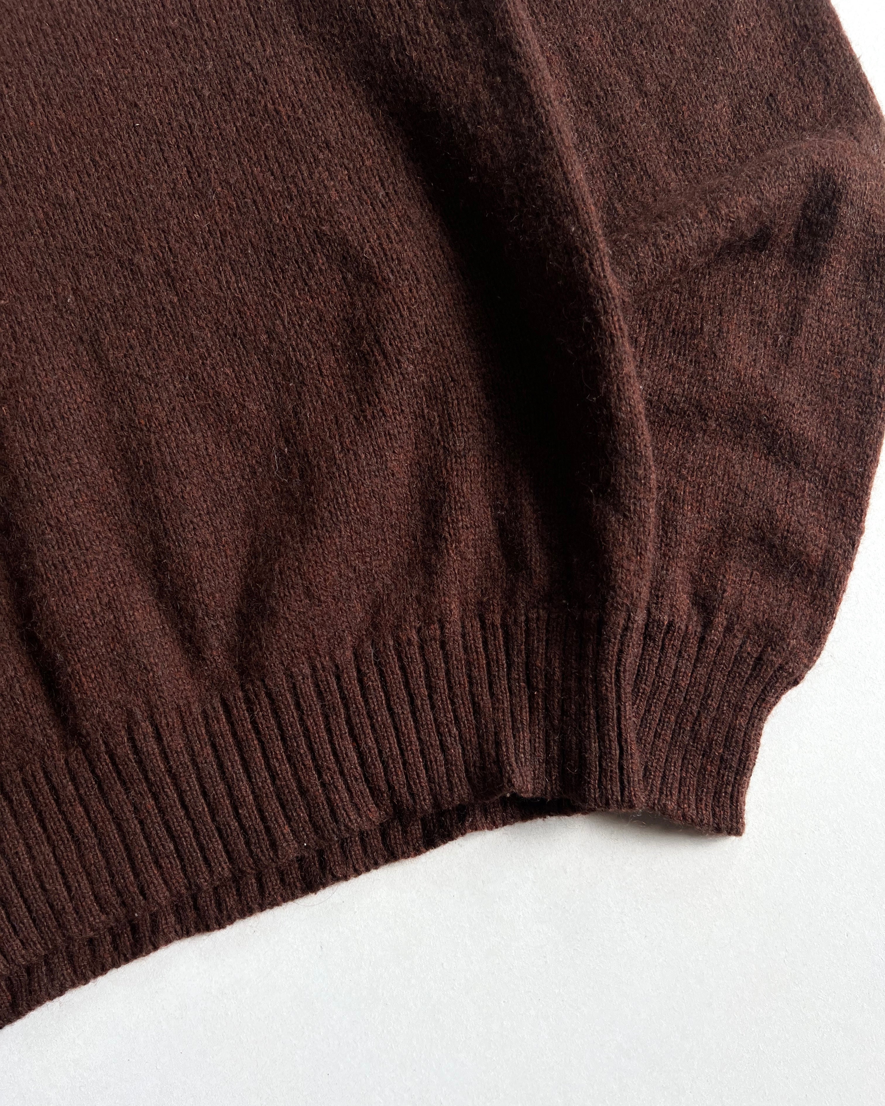 1970S JANTZEN BROWN KNIT SWEATER (M)