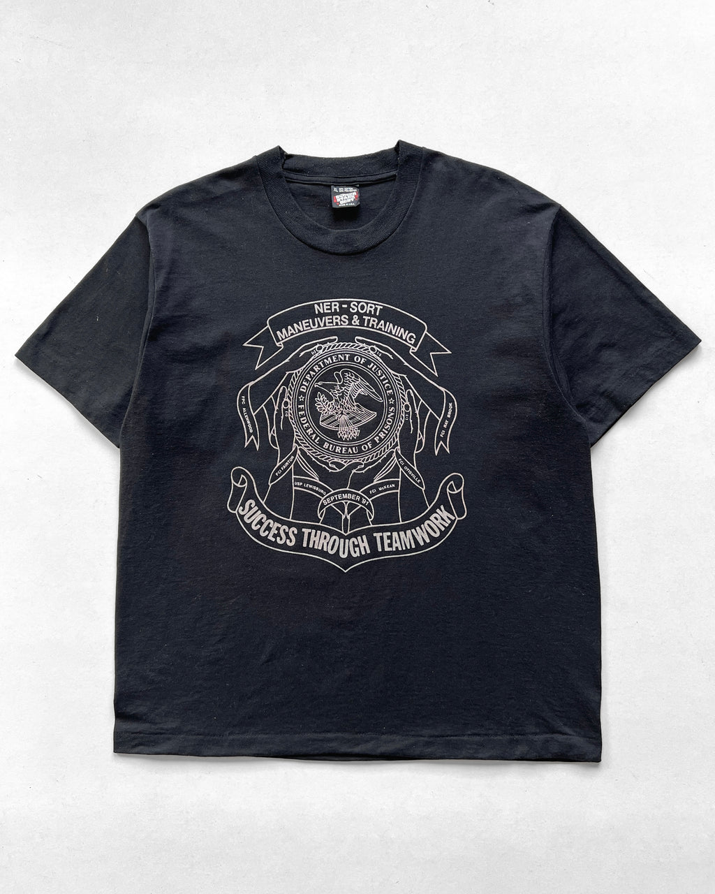 1990S 'DEPARTMENT OF JUSTICE FBOP' SINGLE STITCH TEE (XL)