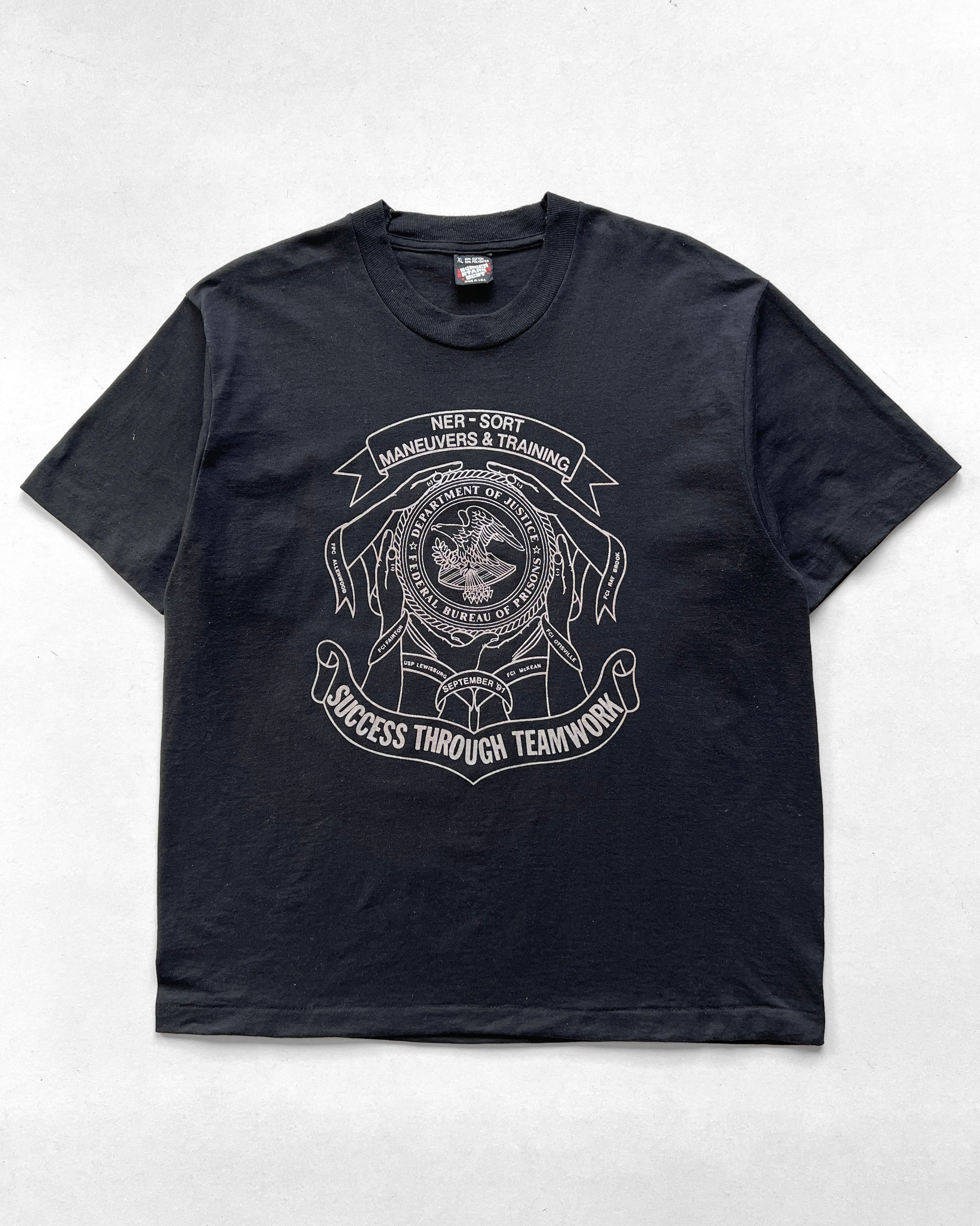 1990S 'DEPARTMENT OF JUSTICE FBOP' SINGLE STITCH TEE (XL)