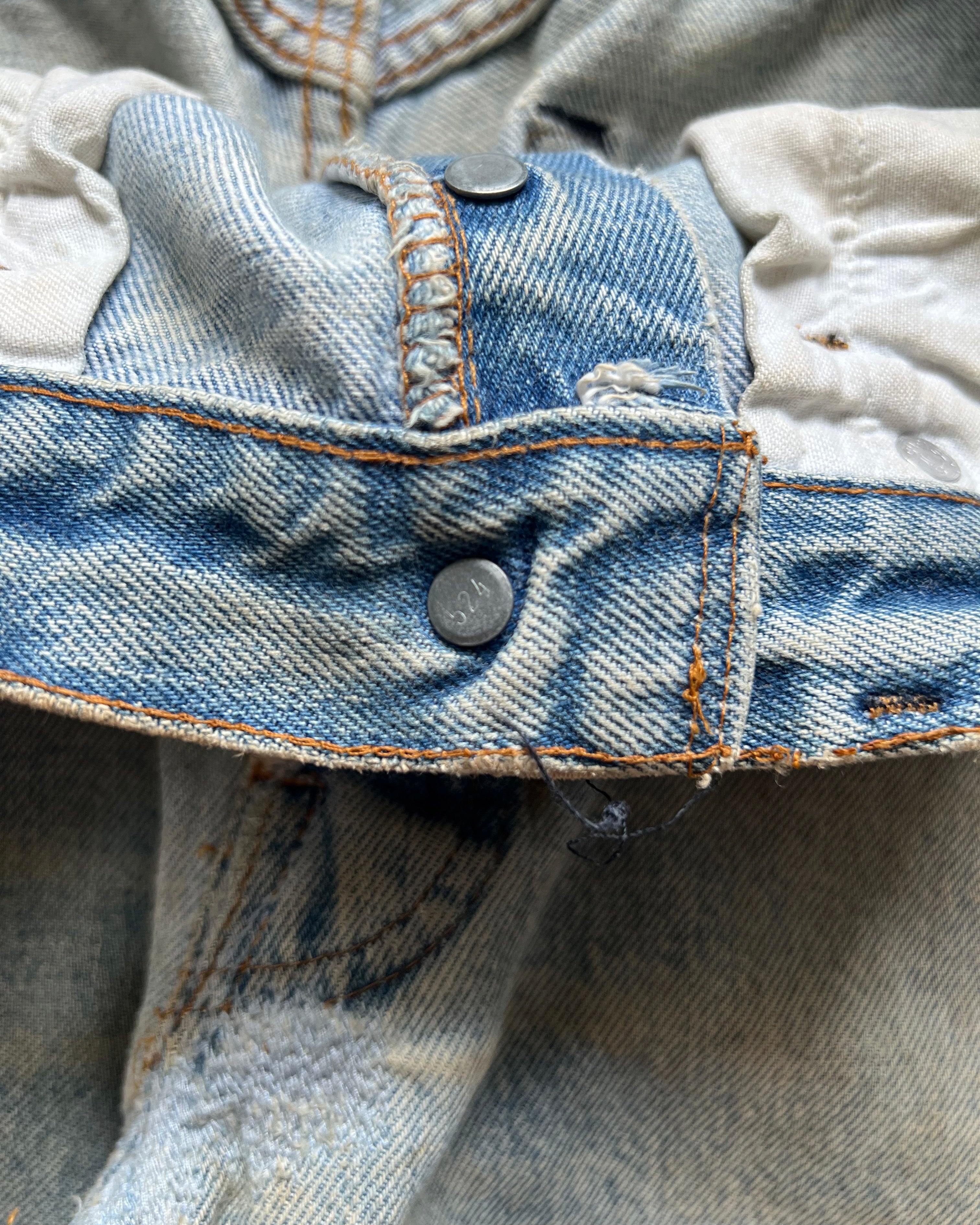 1980S LEVI'S 501 REDLINE SELVEDGE REPAIRED JEANS (32)