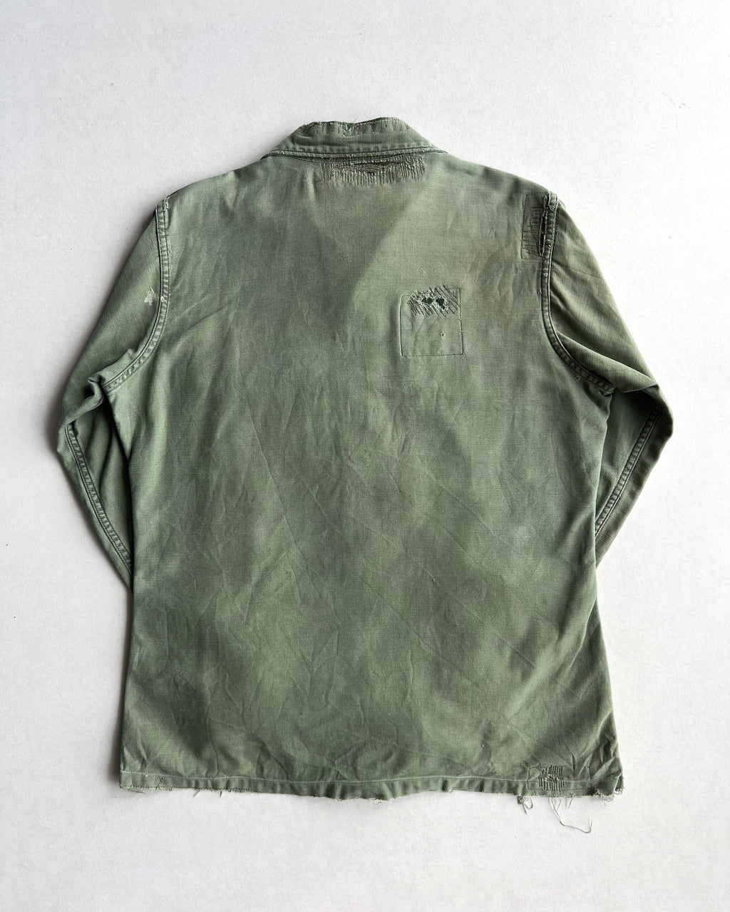 1960S US ARMY OG-107 3RD PATTERN REPAIRED SHIRT (L)